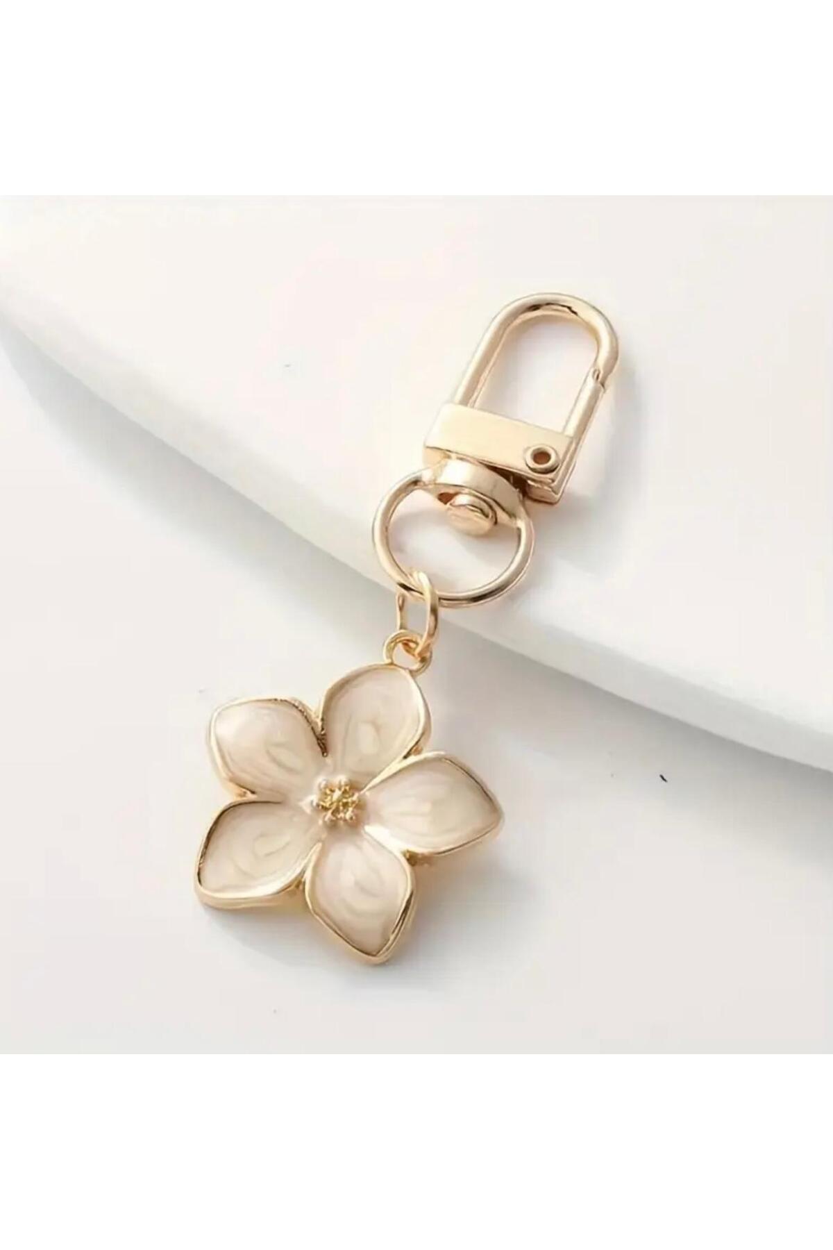 bag and shine Gold Detaylı Çiçekli Çanta Charmı