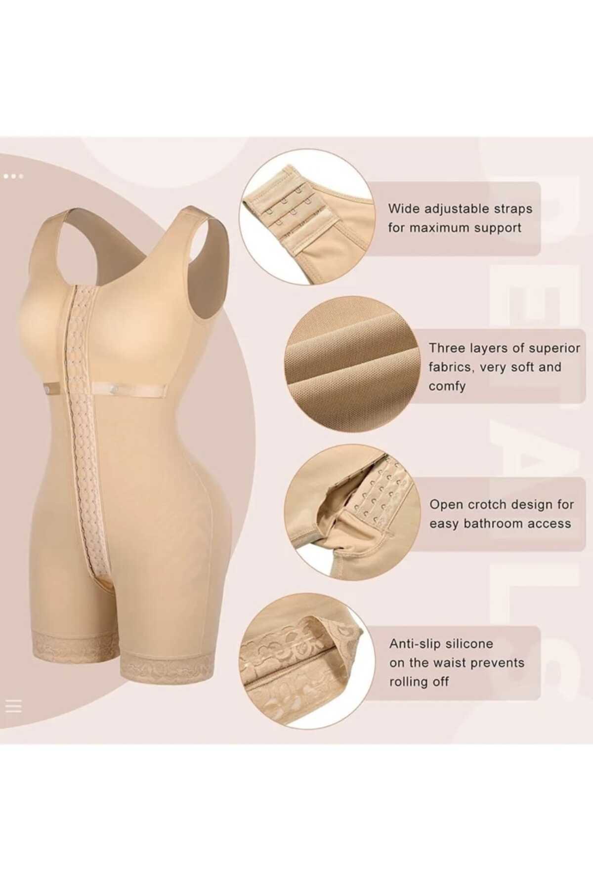 Fstyle-Control corset with clips and strong compression for post-surgery, sculpting, and everyday use. 3
