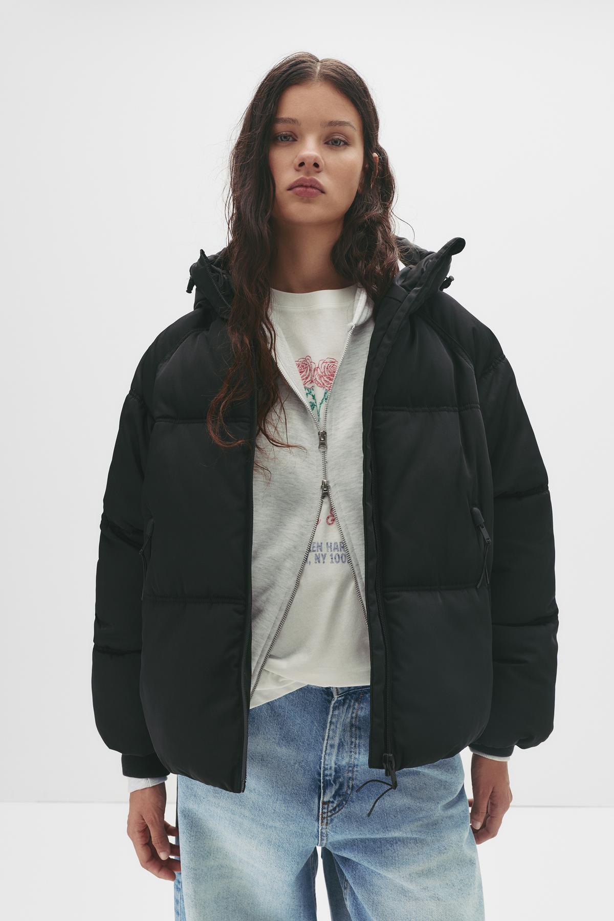 Pull & Bear  Kapüşonlu şişme ceket - Görsel 4