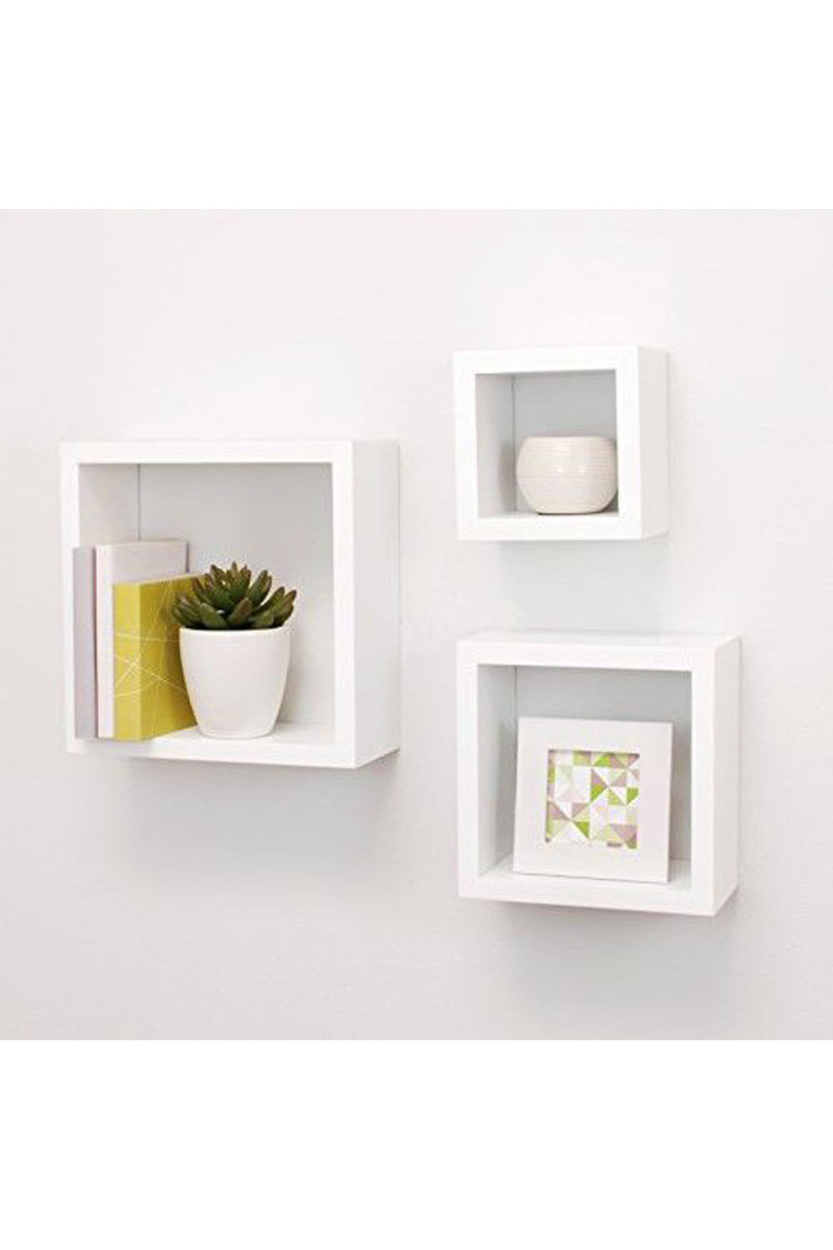 Modern home-Set of 3 Wall-Mounted Square Floating Shelves - Modern Cube Display 1