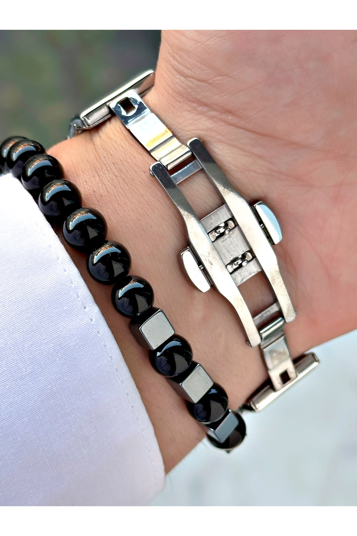 Tisaati  Özel Tasarım Eşref Tek Saat Modeli Metal Kordon Takvimli Erkek Kol Saati-Bileklik Hediyeli - Görsel 4