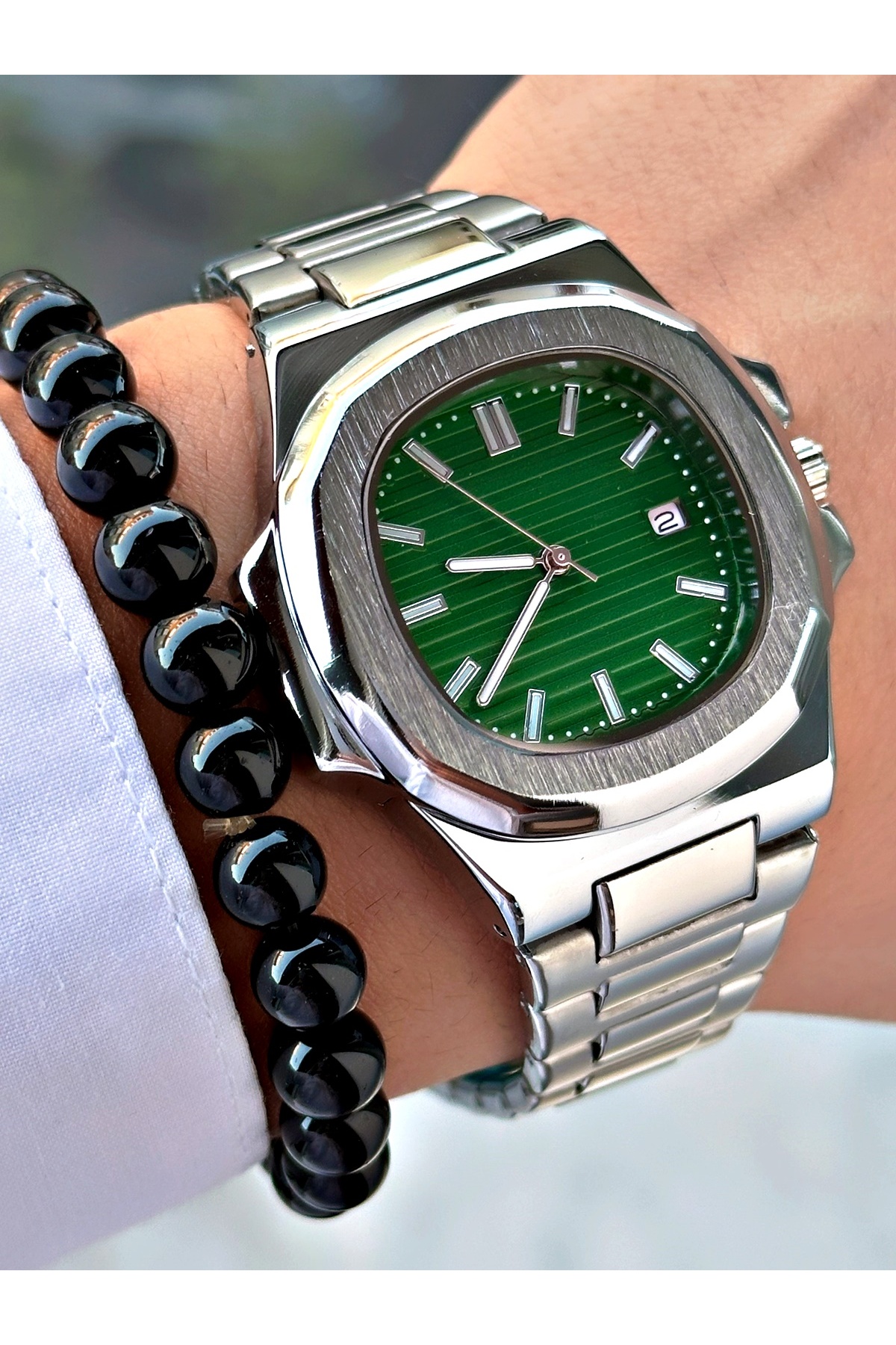 Tisaati  Özel Tasarım Eşref Tek Saat Modeli Metal Kordon Takvimli Erkek Kol Saati-Bileklik Hediyeli - Görsel 2