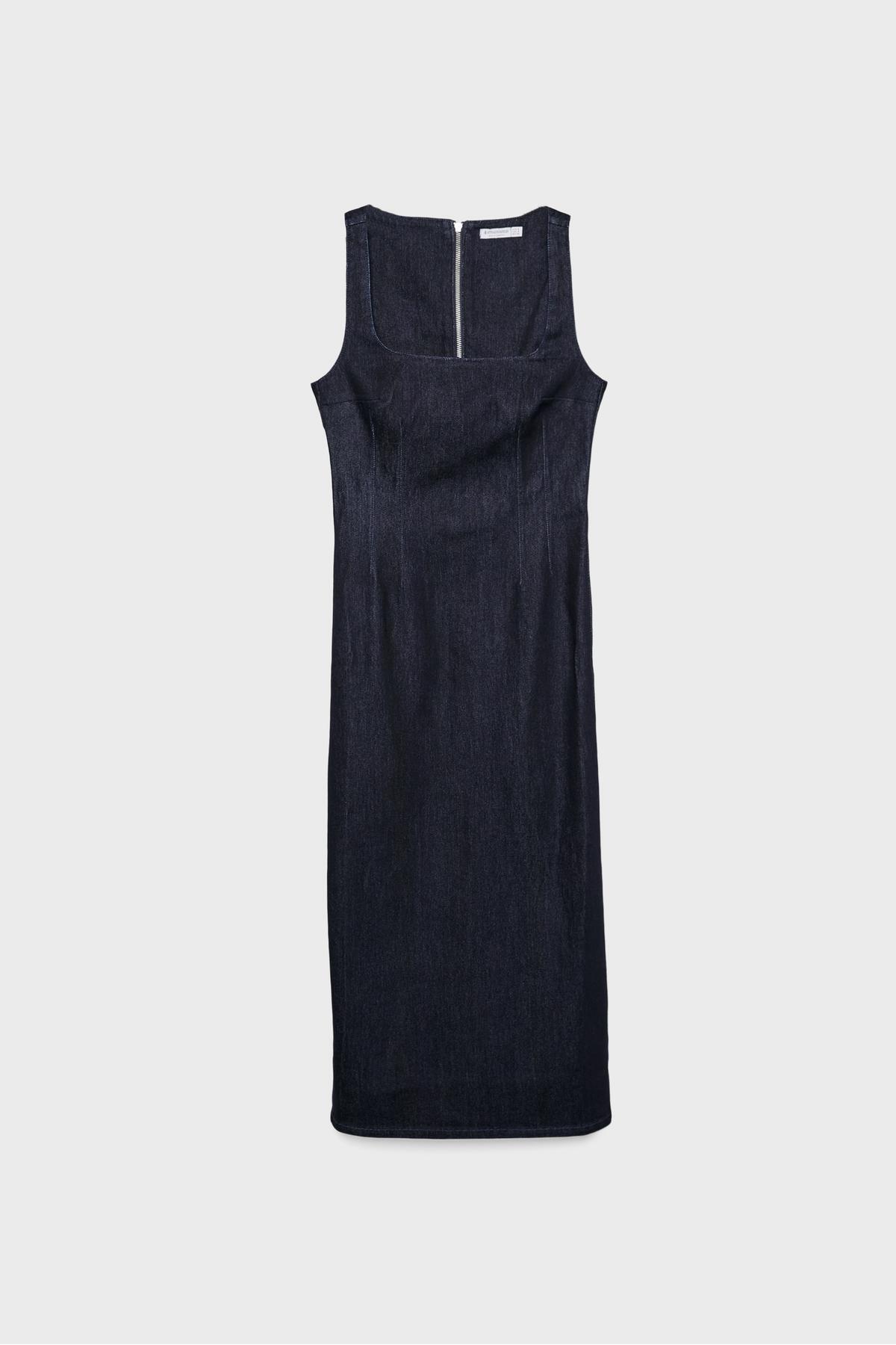 Stradivarius  Denim midi elbise - Görsel 6