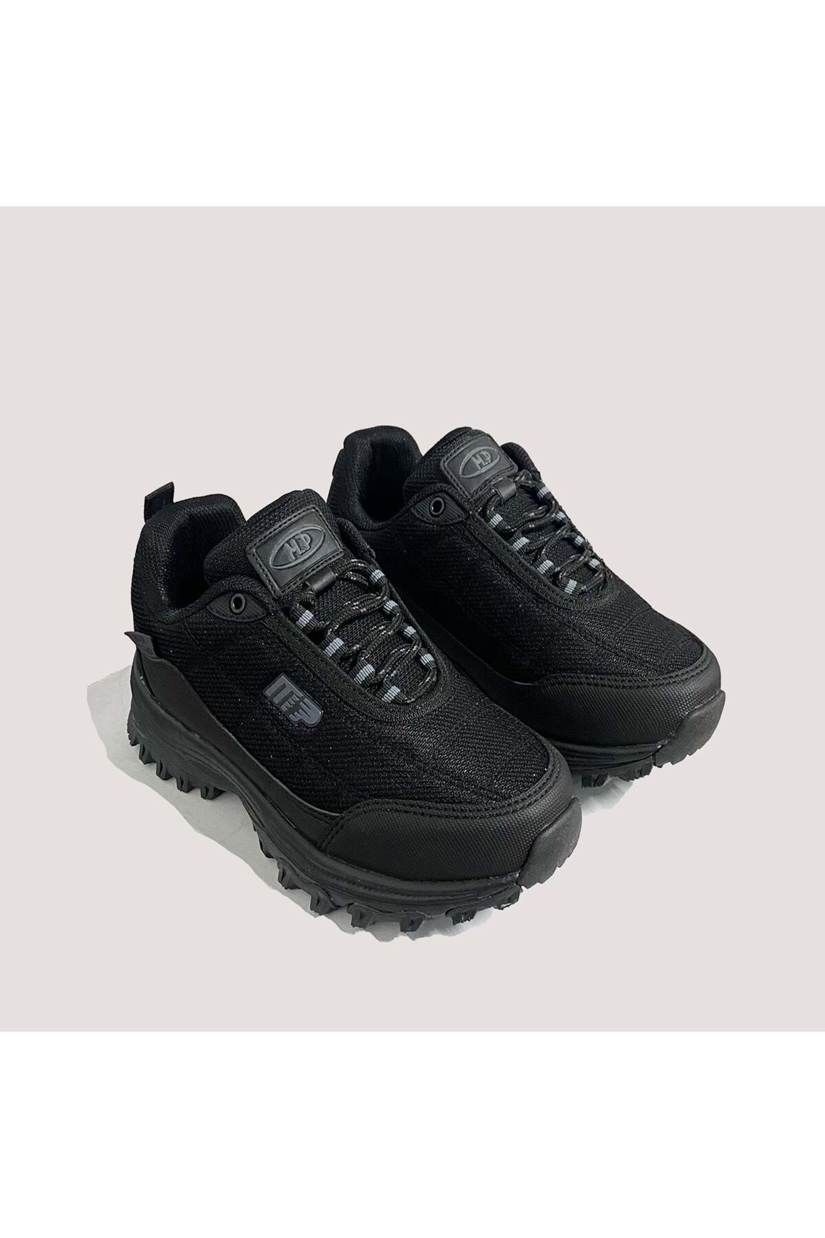 Konforlu Rahat Suya Dayanıklı Bağcıklı Unisex Outdoor Ayakkabı Siyah