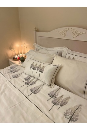 Altınkaya home Gümüş Çam Modeli Pamuk Saten Nevresim Takımı