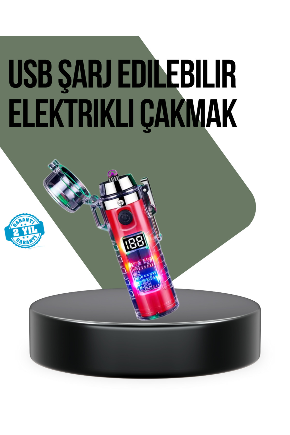 FREEDOM STOREE Güç Göstergeli Şarjlı Fenerli Usb Elektrikli Çakmak
