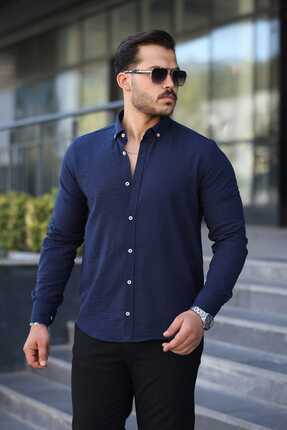 Newelli Keten Pera Kumaş Dökümlü Regular Kalıp Erkek Gömlek