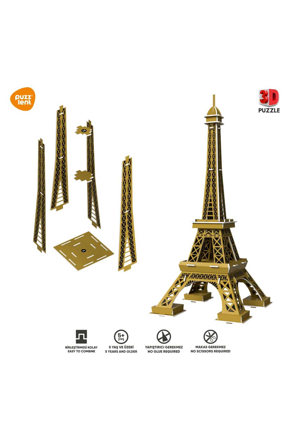 puzzlent Eyfel Kulesi 3D Puzzle – Paris'in Simgesi Şimdi Evinizde