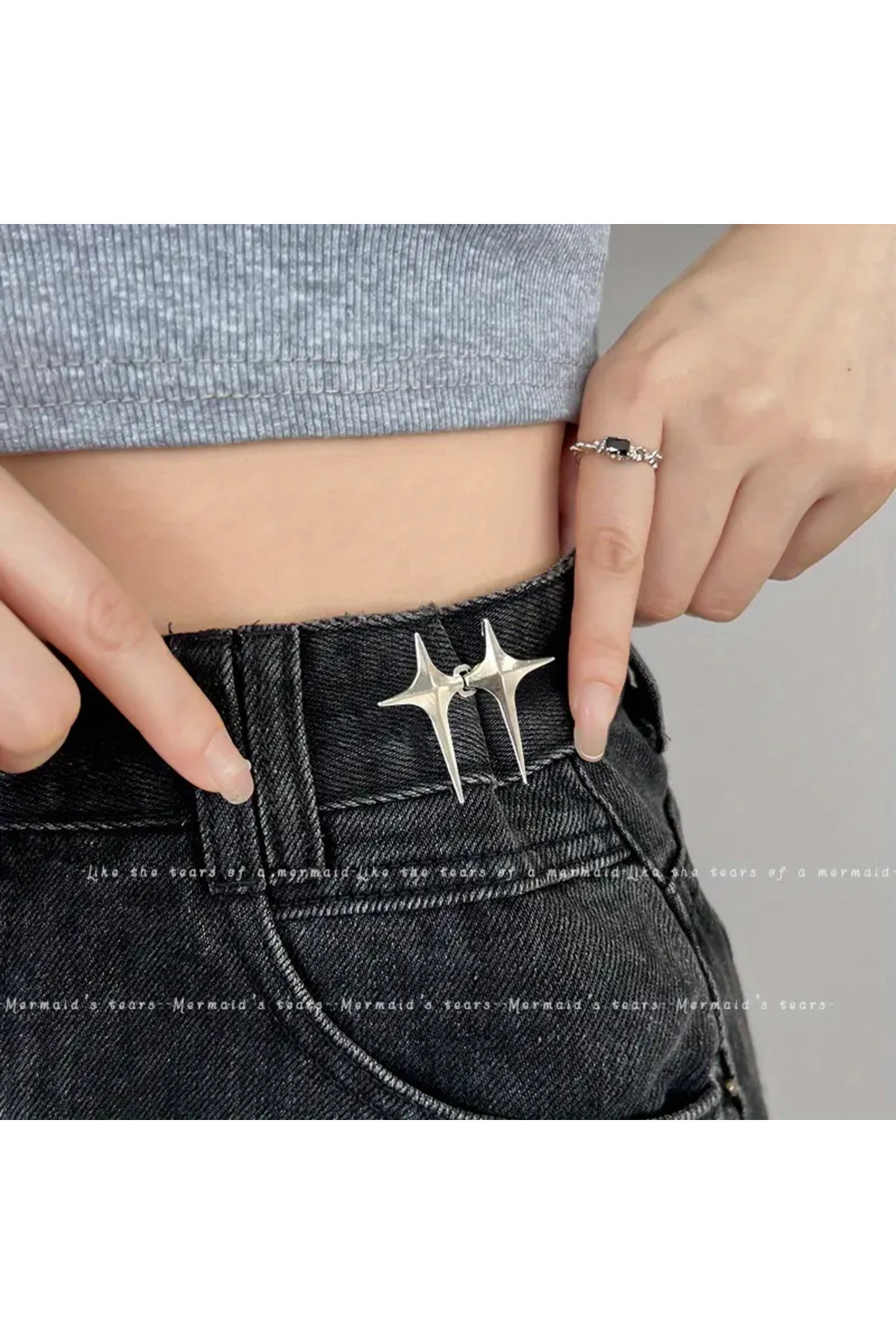 FESECRAFT  Gümüş Kuzey Yıldız Bel Daraltma Aparatı Klipsler Pantolon Beli Daraltma Broş - Görsel 3