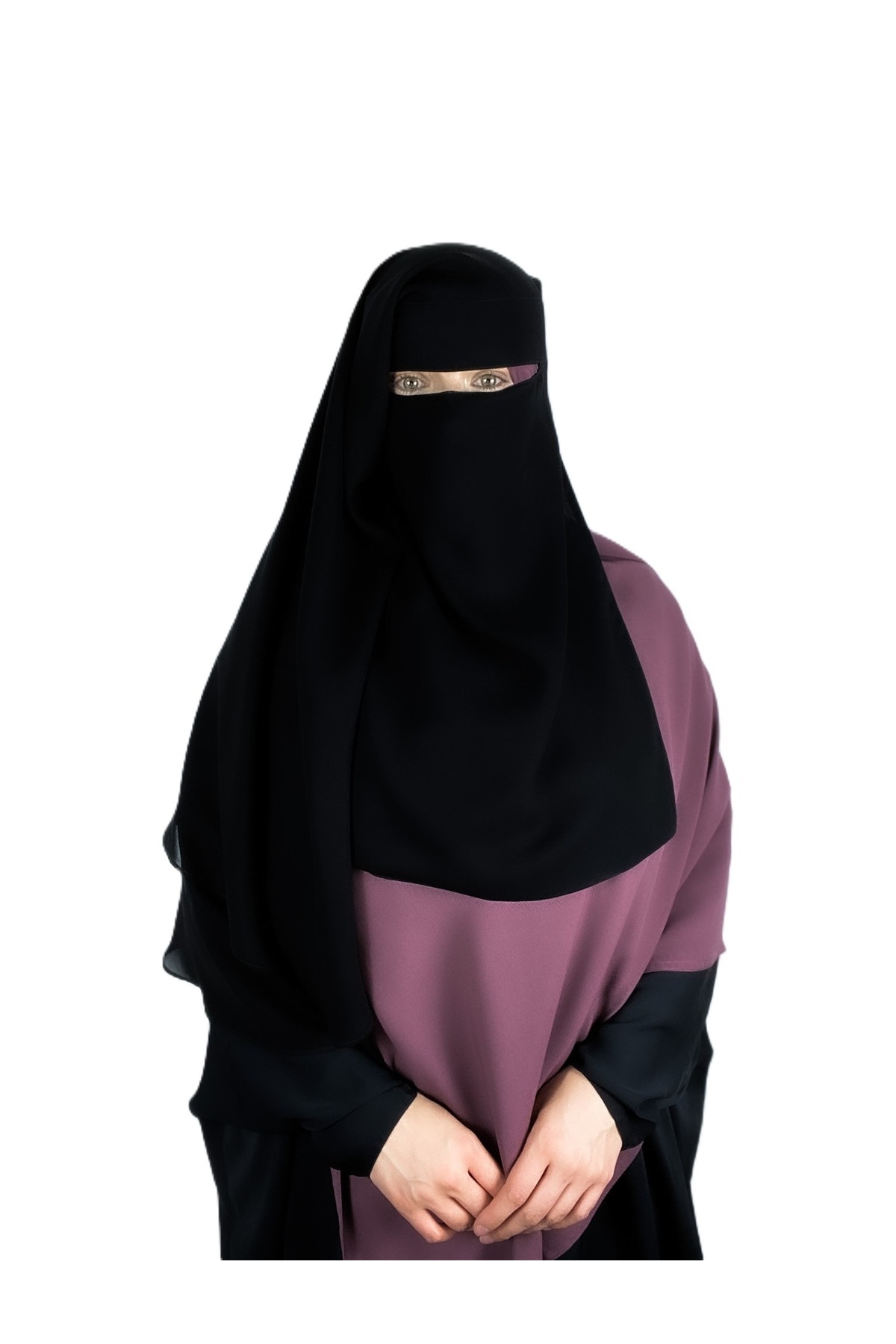 Perfectory-2 Layer Chiffon Niqab with Back Tying Cord Breathable Face Veil 3