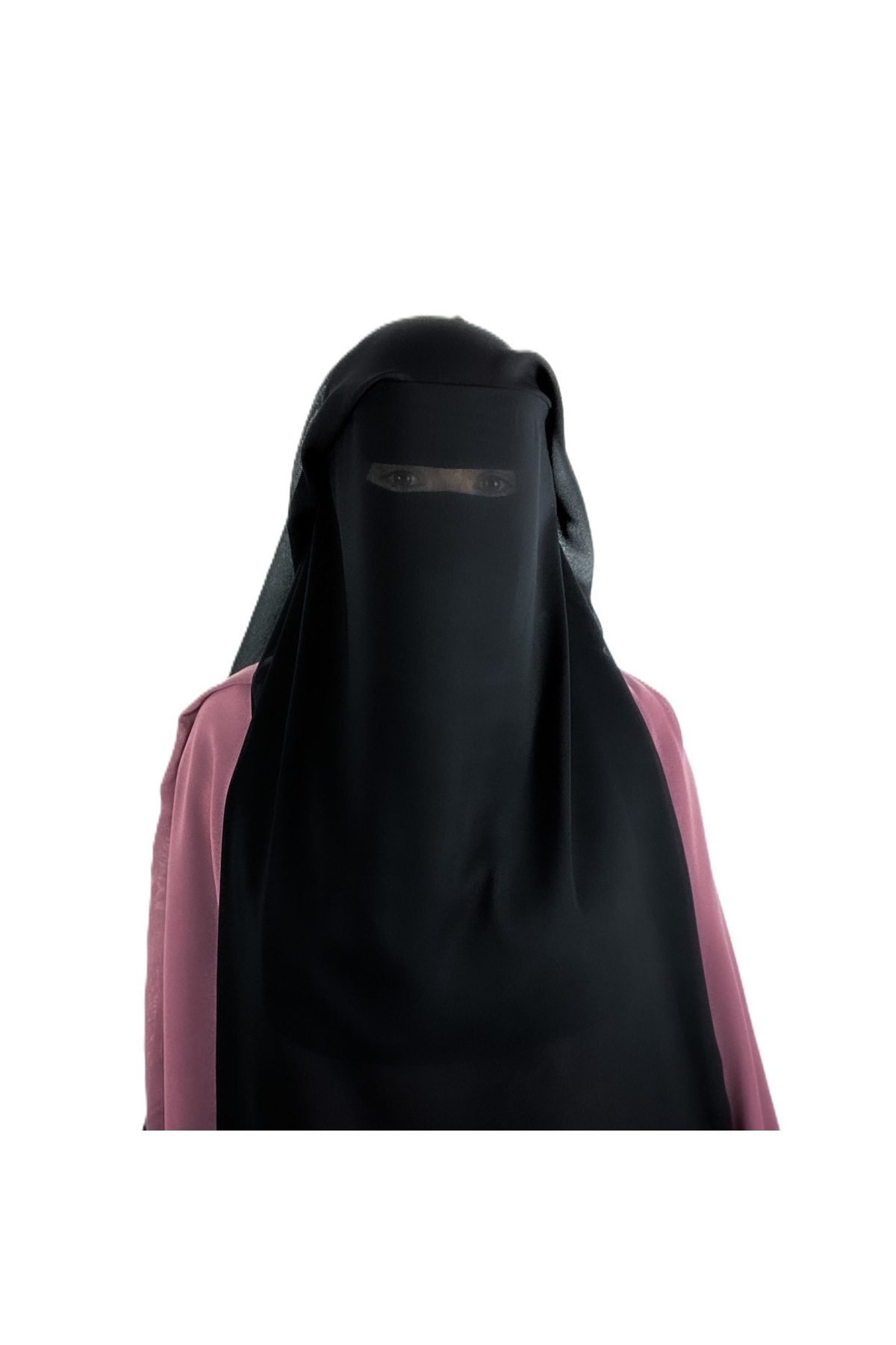 Perfectory-2 Layer Chiffon Niqab with Back Tying Cord Breathable Face Veil 2