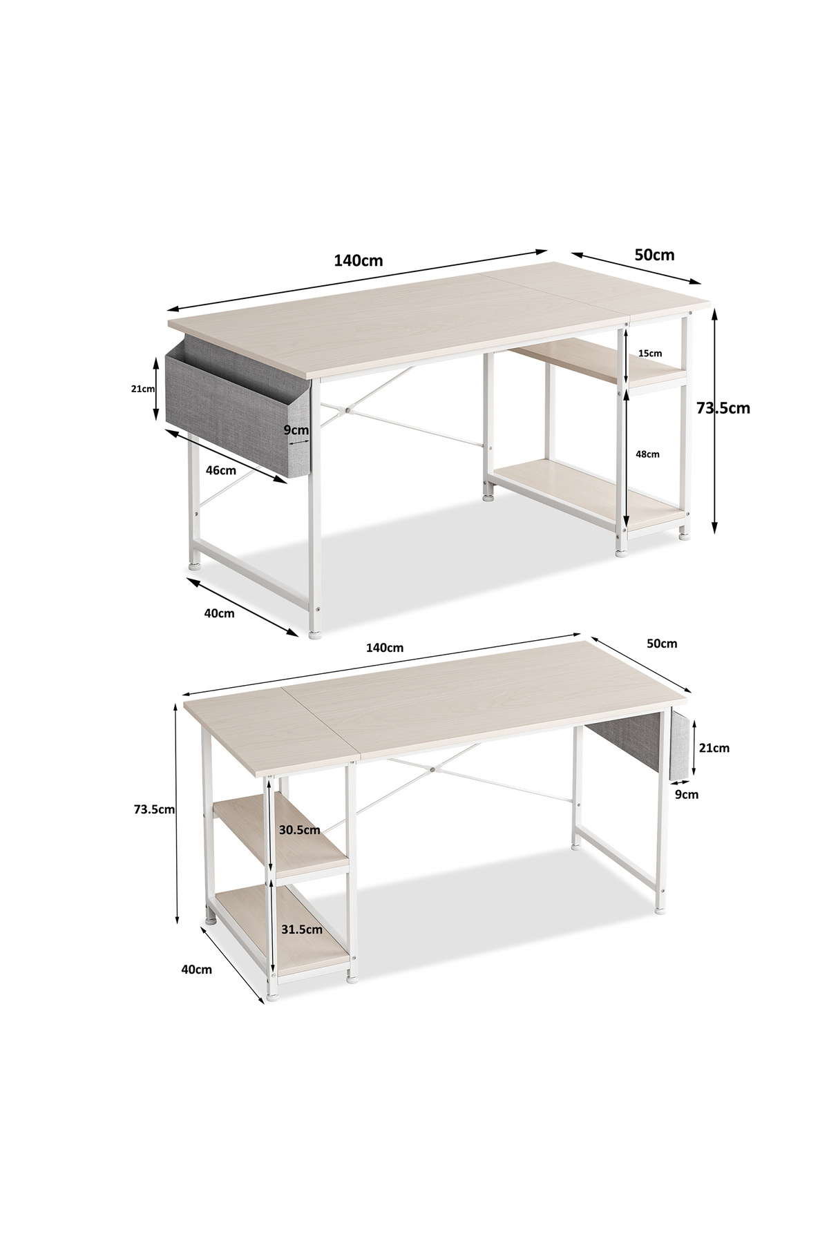 Sheinhome-A computer desk with double storage layers, suitable for home office, Study desk and computer desk 3