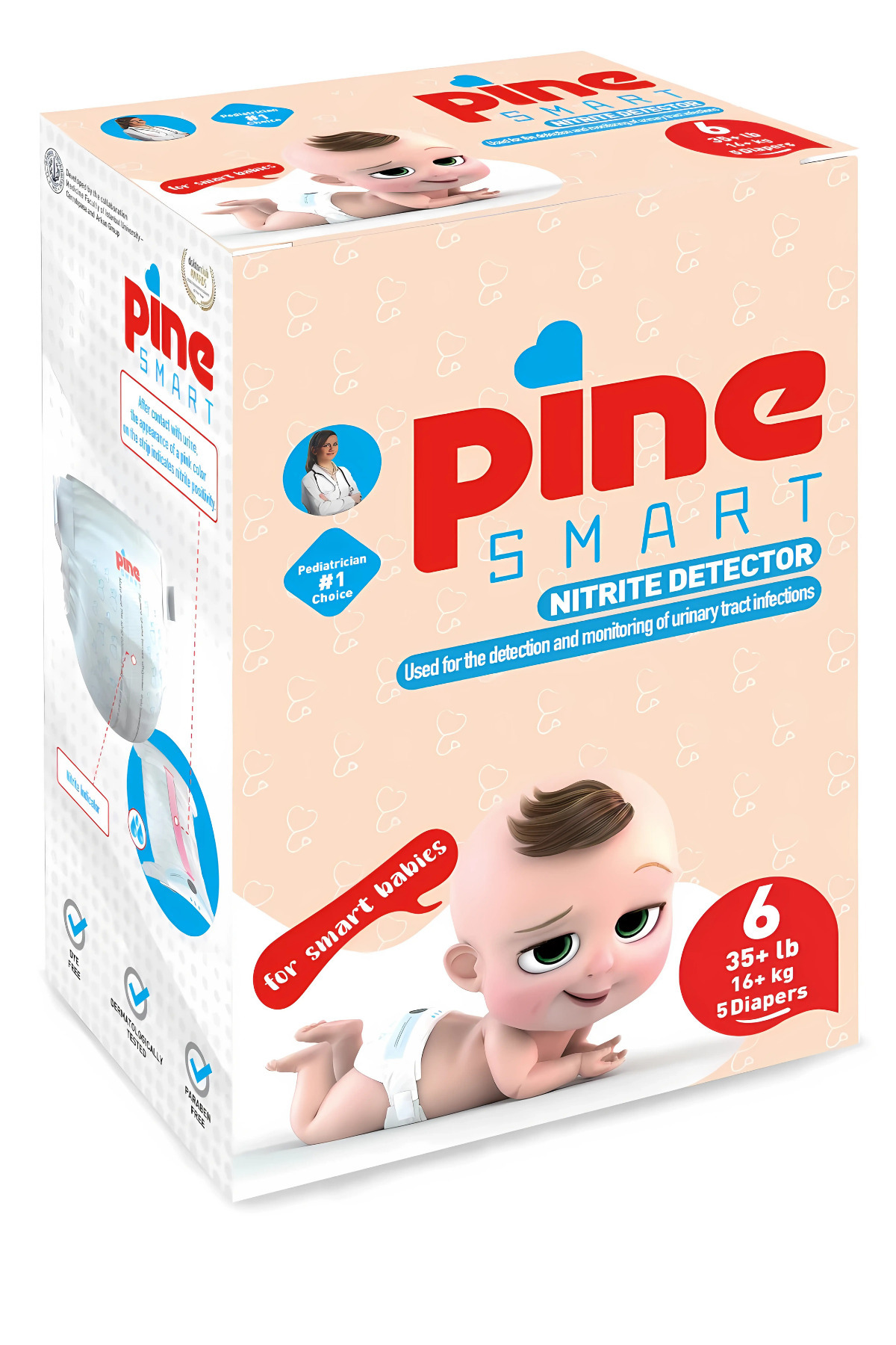 Pine SMART Akıllı Bebek Bezi 5’li (2, 3, 4, 5, 6 Beden (3–6 Kg / 4–9 Kg / 7–14 Kg / 11–18 Kg / 15+ Kg)