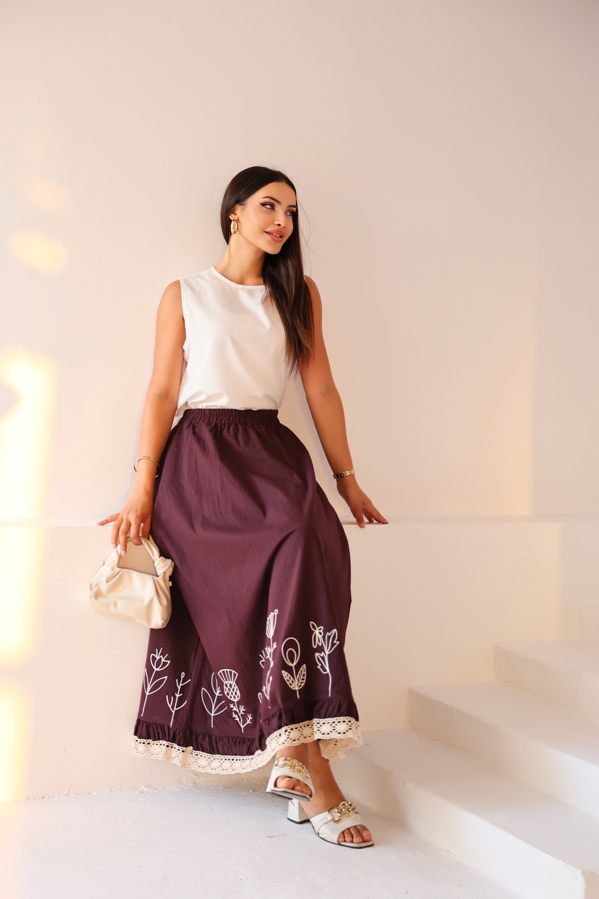 Vegove  Fisto ve Nakış Detaylı Etek - Görsel 3