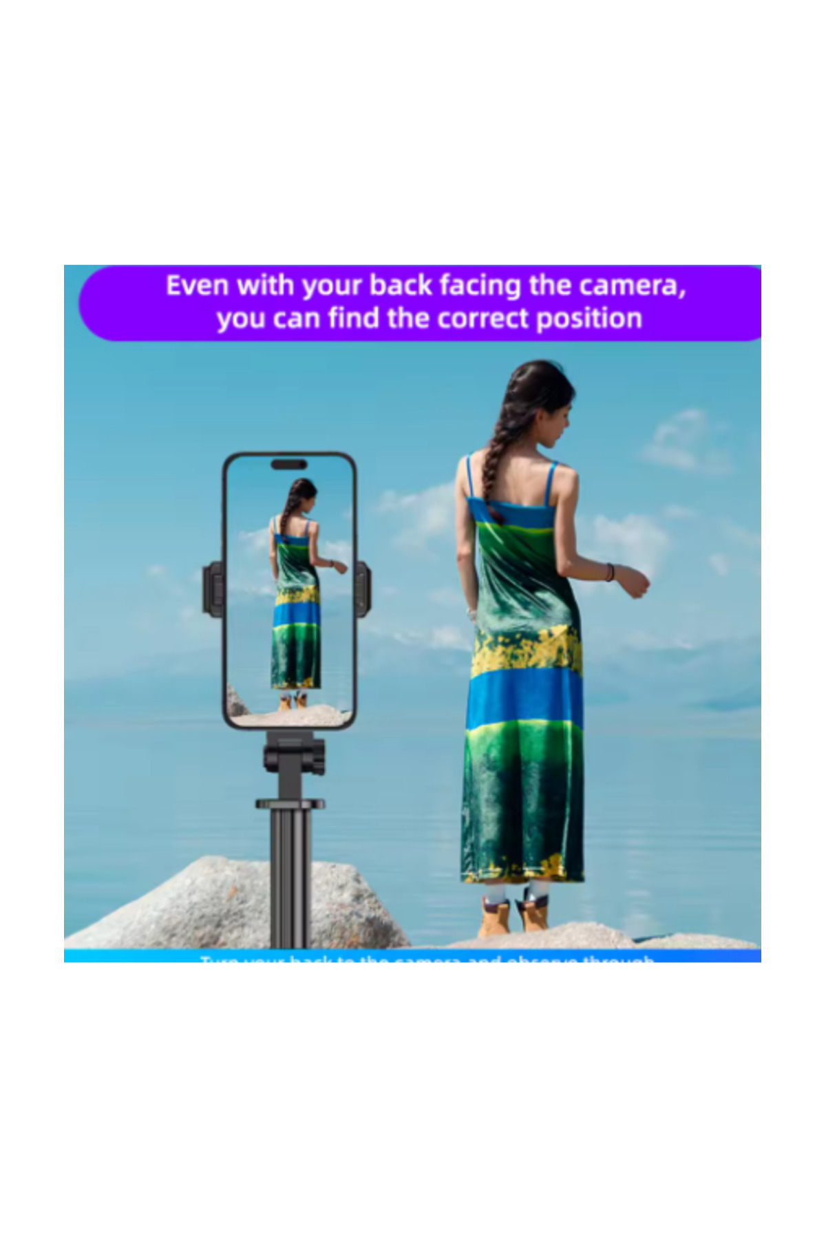 Generic-Fill-In Light Foldable Wireless Selfie Stick with Rear Camera Shooting & Screen Mirroring 4