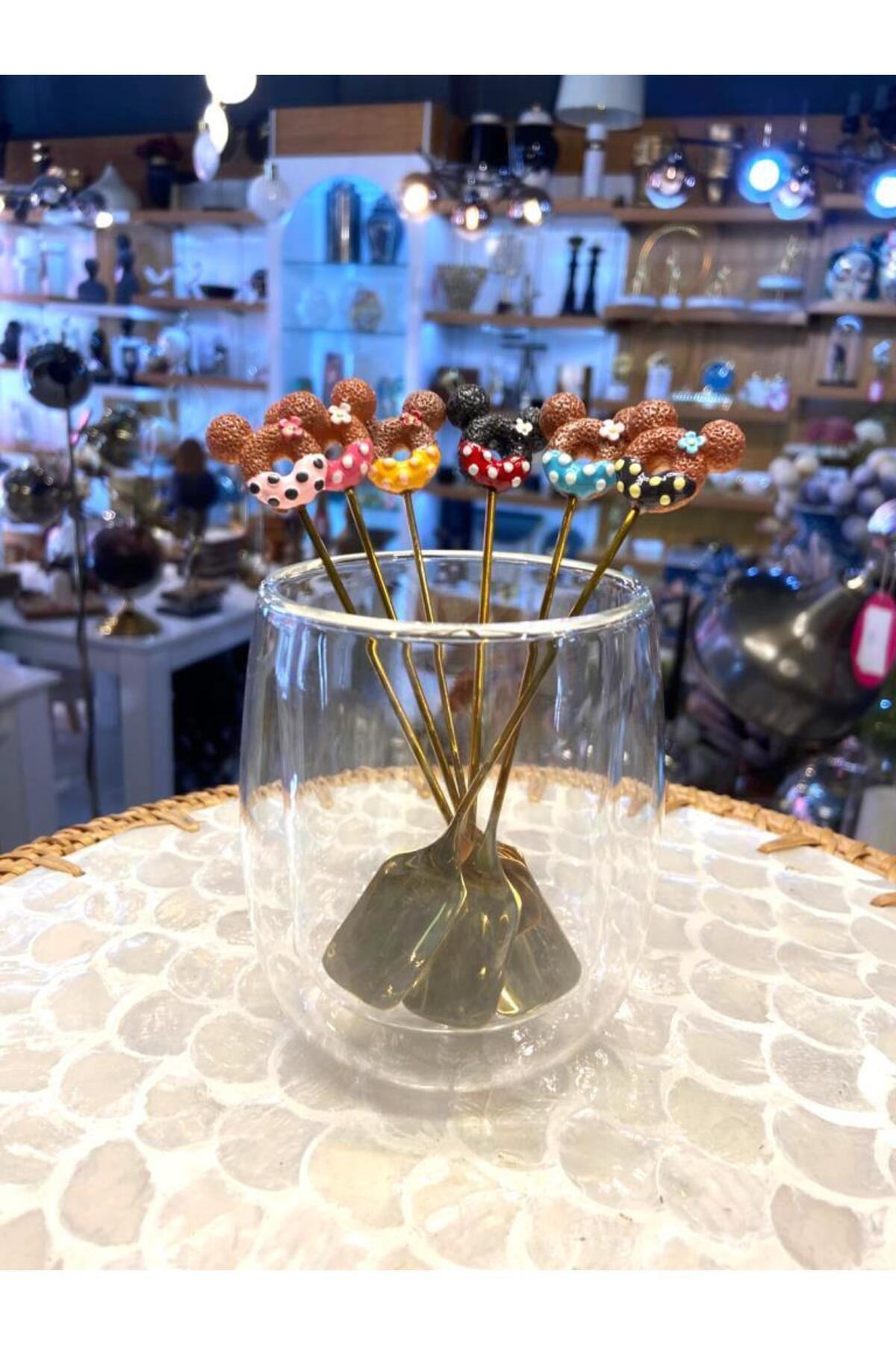 ALTIN MICKEY MOUSE DESEN 6'LI KAHVE/ÇAY KAŞIK