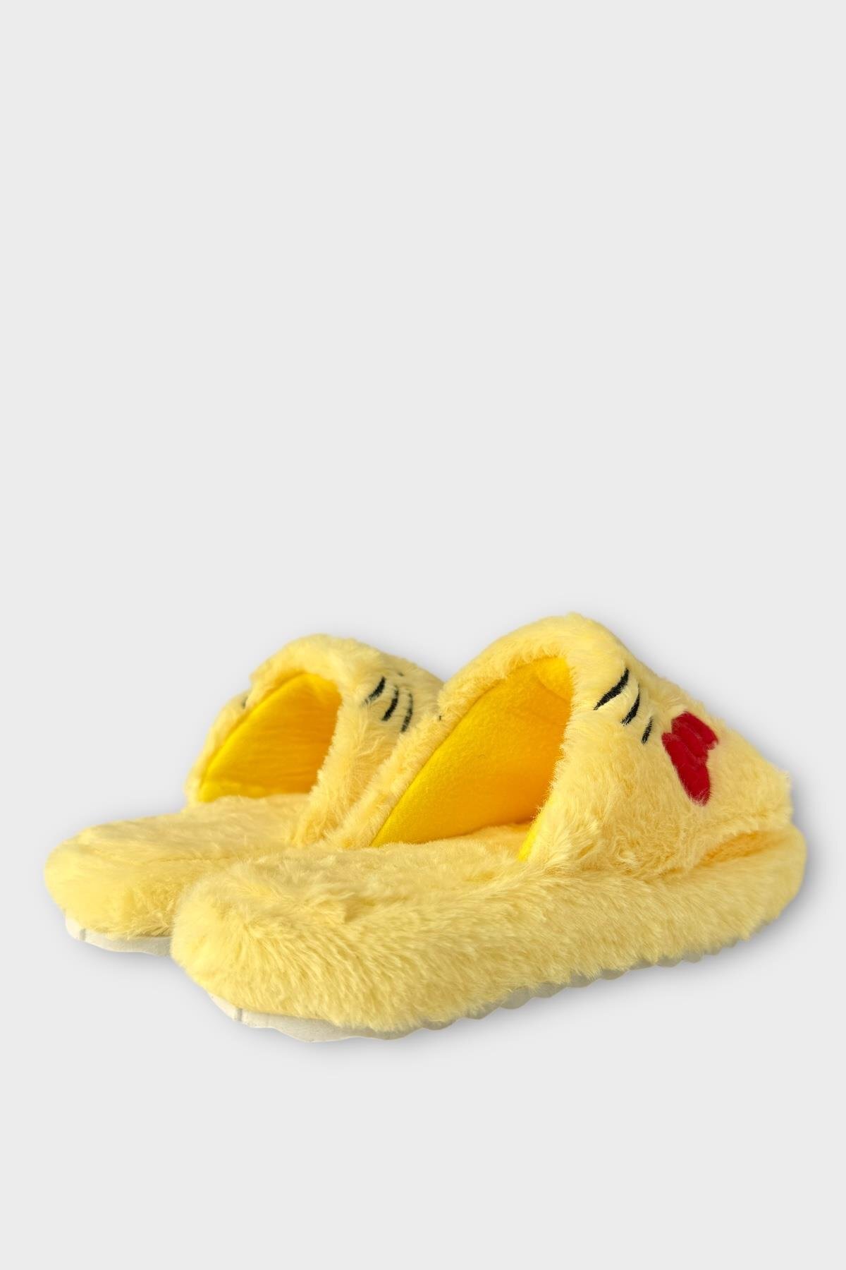 Liger Kışlık Kadın HelloKitty Figürlü Kaydırmaz Taban Ev Ayakkabısı Panduf SARI görsel 5