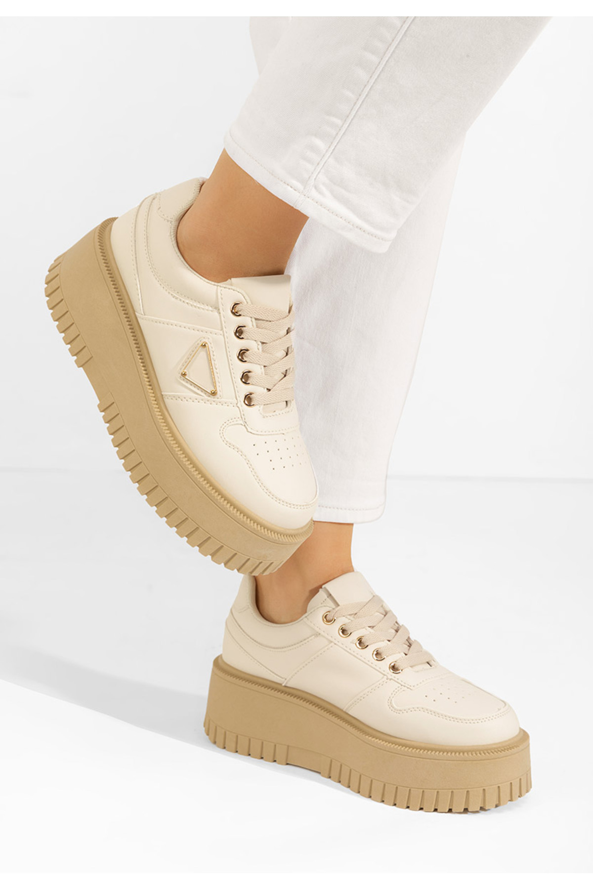 B T Shoes Béžové tenisky na platforme Madaline