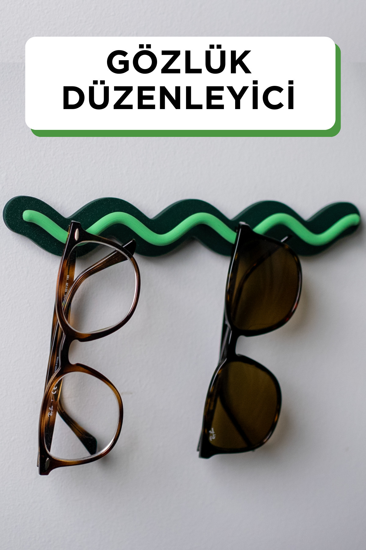 Genç 3D Modern Dalgalı Gözlük Askısı | Duvara Monte Gözlük Standı | Şık Gözlük Organizeri