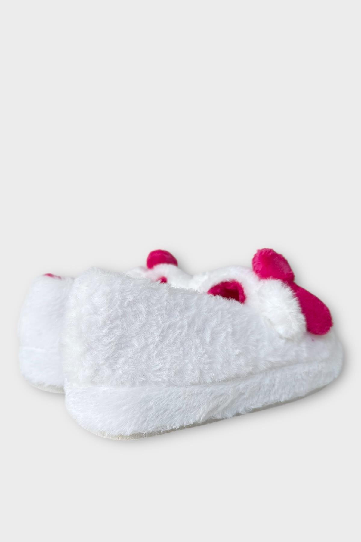 Liger Kışlık Kadın HelloKitty Figürlü Kaydırmaz Taban Ev Ayakkabısı Panduf BEYAZ - PEMBE görsel 5