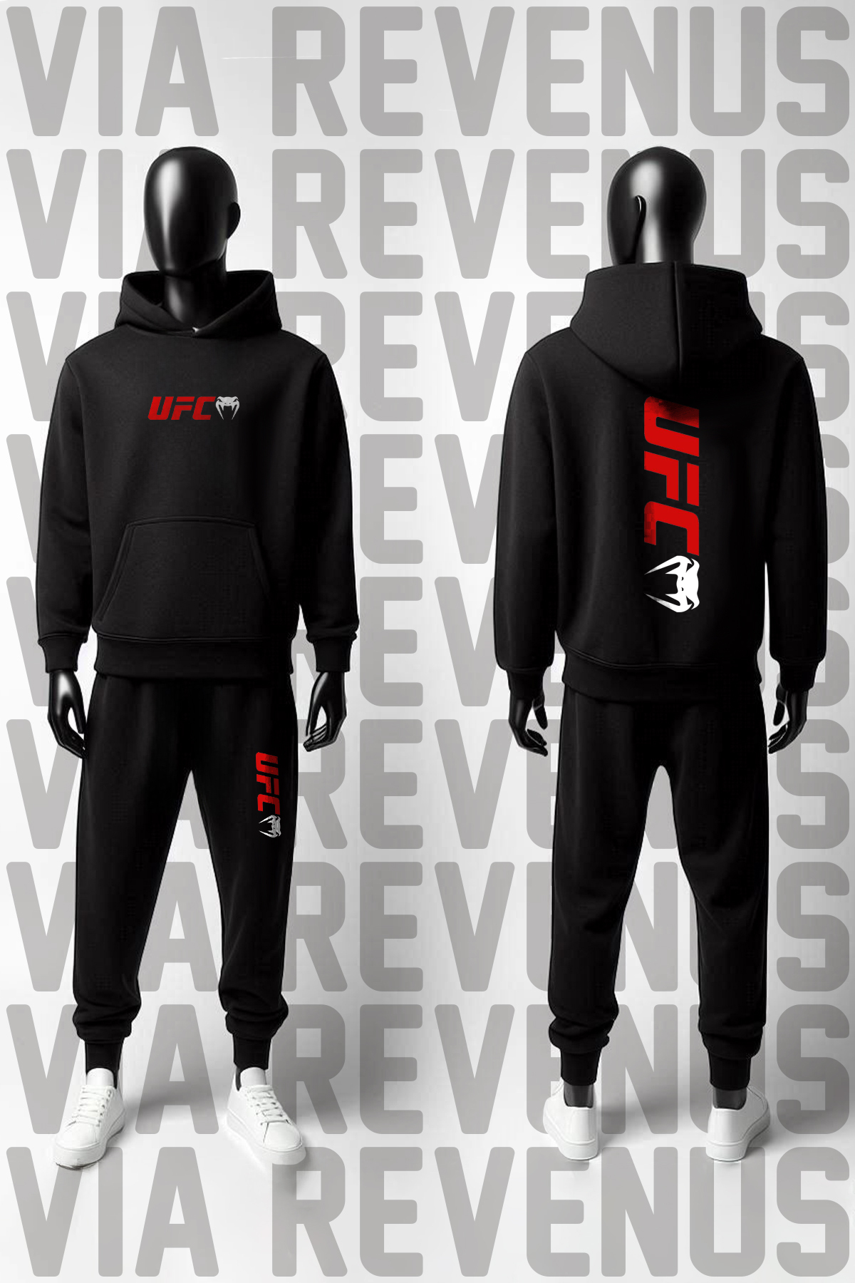 UFC spabar スパーバー Vordevia UFC Baskılı Kapşonlu Sweatshirt ve Eşofman Altı Unisex