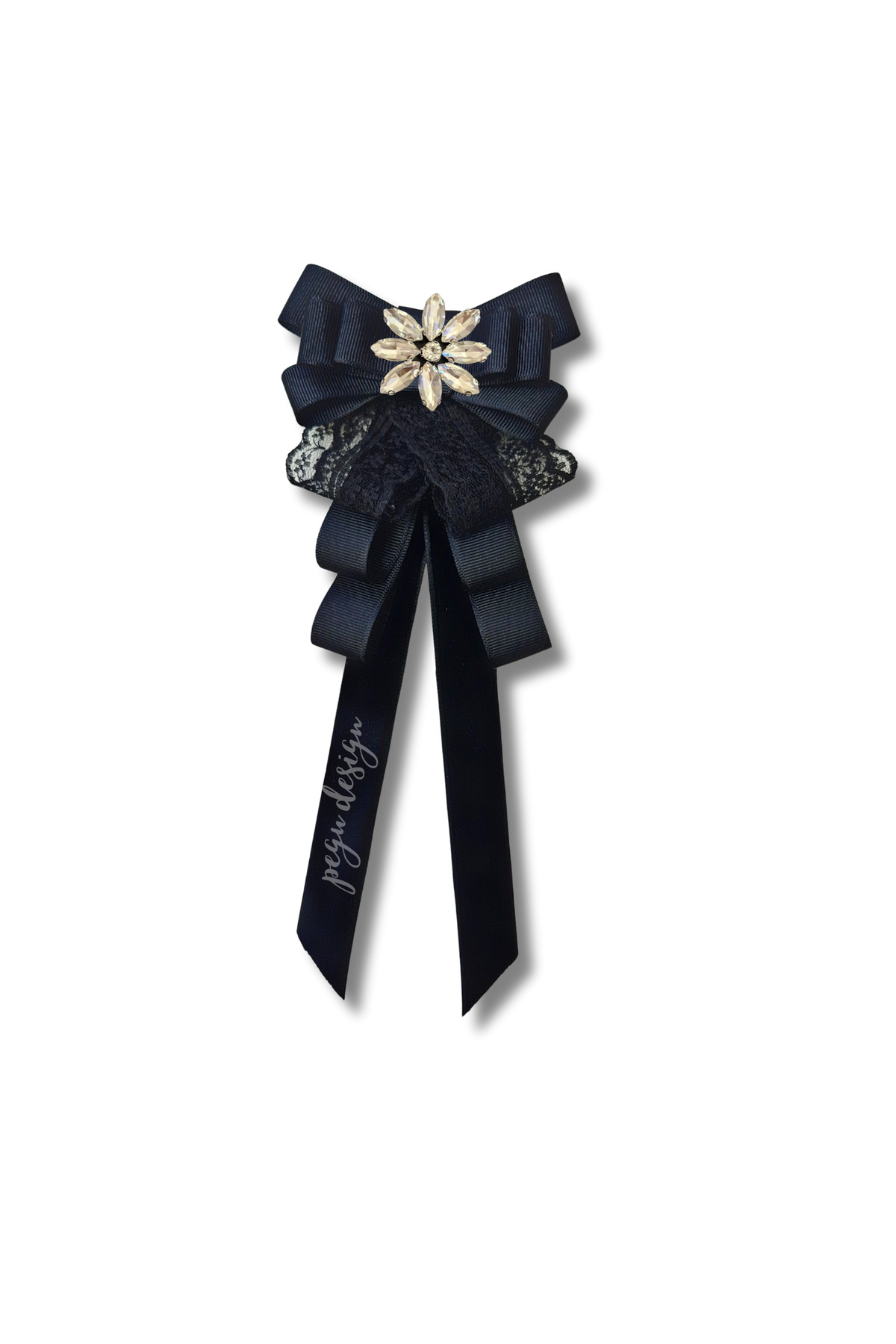 SHİNE SERIES BLACK RIBBON BROOCH,SCHOOL WORK , SHIRT JACKET COLLAR FLOWER 748