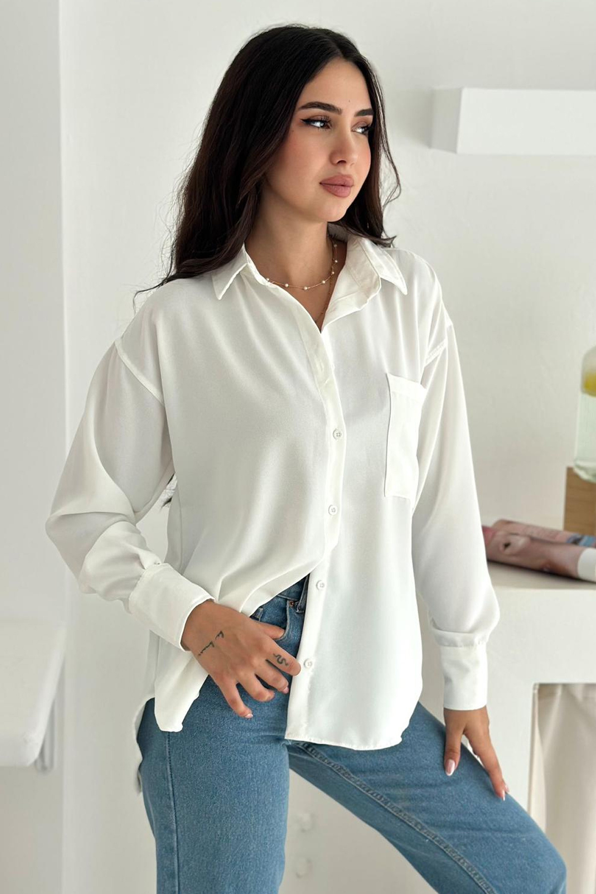 Kadın Oversize Gömlek – Astarsız & Rahat Kesim