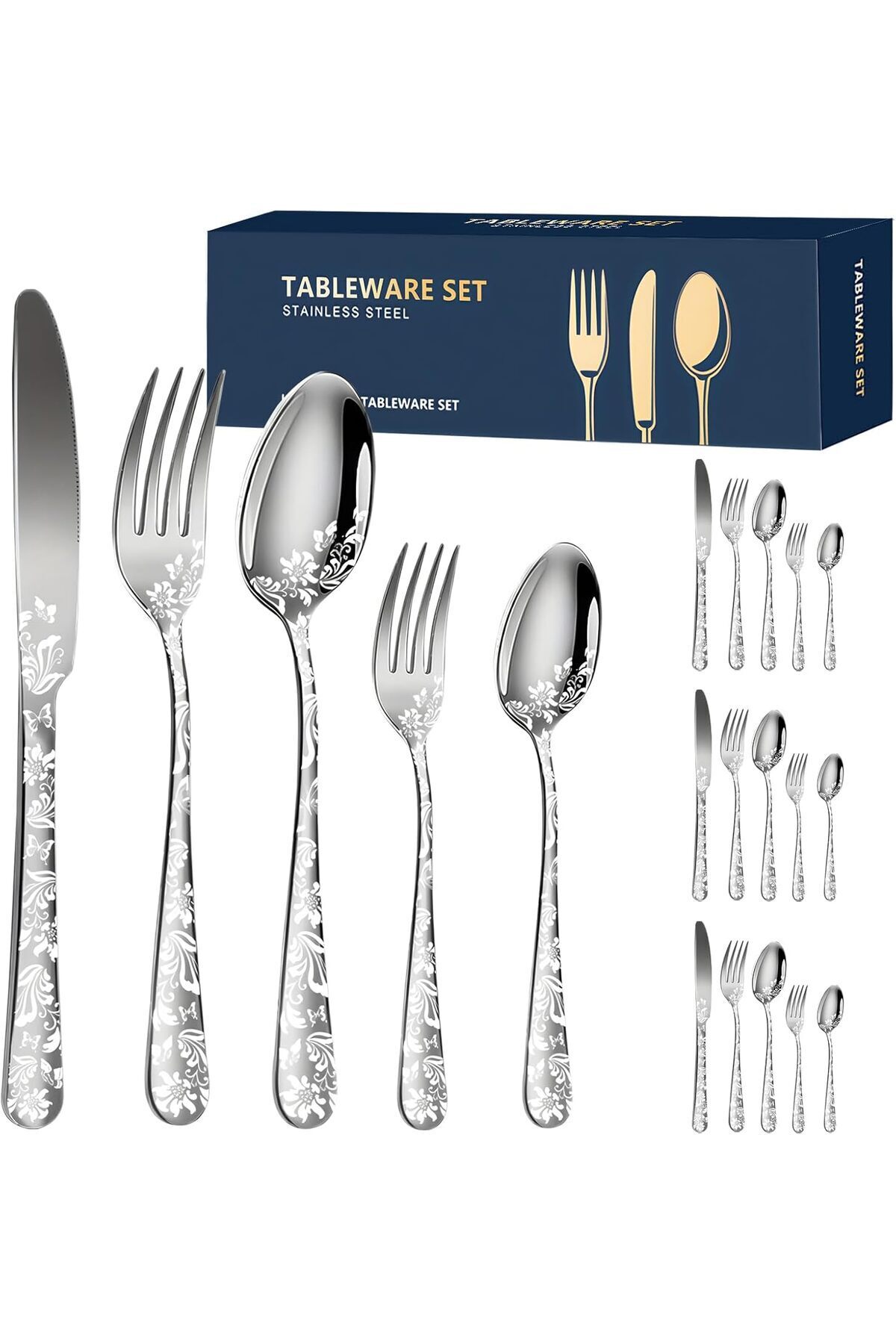 Arabest Mirror Polished Cutlery Set, 20 Piece Stainless Steel Flatware Set, Includes Knife, Fork, Spoon