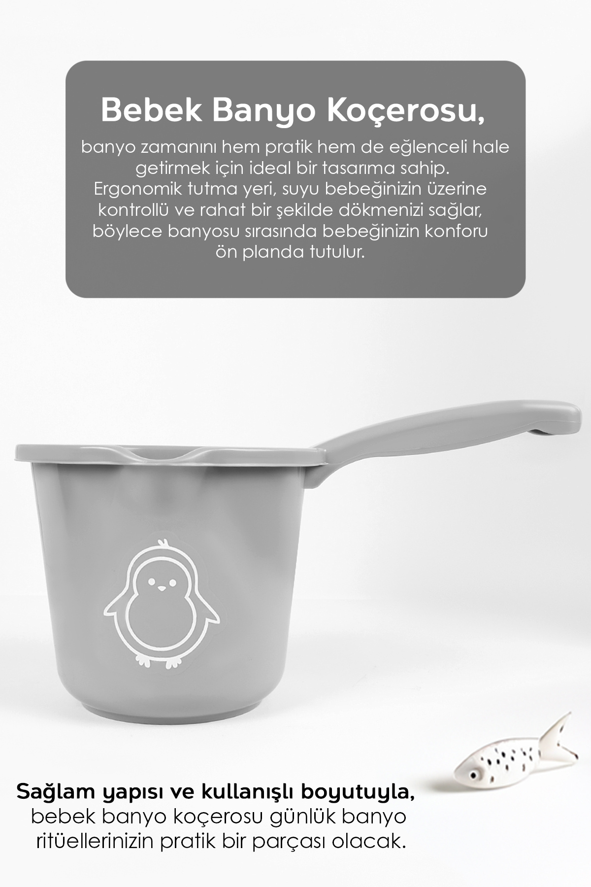 Meleni Baby 3’lü Bebek Banyo Seti - Bebek Yıkama Küveti - Su Kovası - Maşrapa - Gri fotoğrafı 4 (önizleme)