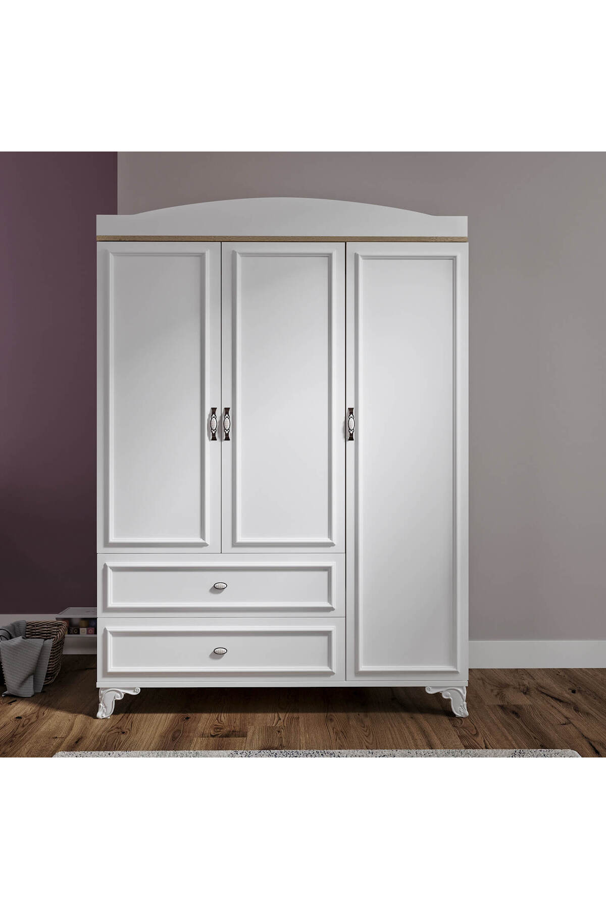 Baby Darling %100 Mdf Lisa 135cm 3 Kapaklı Dolap Meşe fotoğrafı 3 (önizleme)