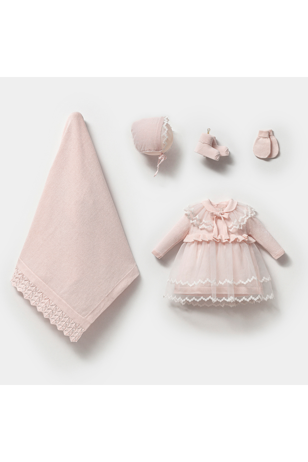 Mert Baby Countes 5'li Triko Organik Hastane Çıkış Seti Tül Detaylı %100 Pamuk Yenidoğan Kız Bebek fotoğrafı 6 (önizleme)