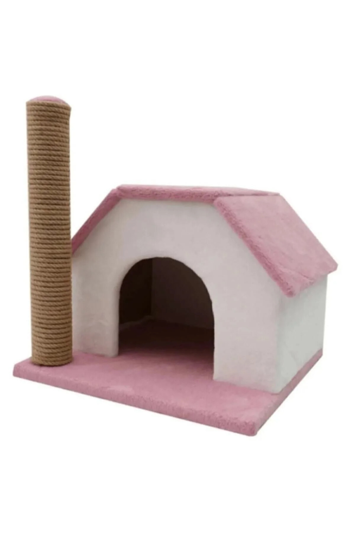 Genel Markalar Tek Katlı Kedi Evi Tırmalama Tahtası 50 Cm - Pudra Pembe.