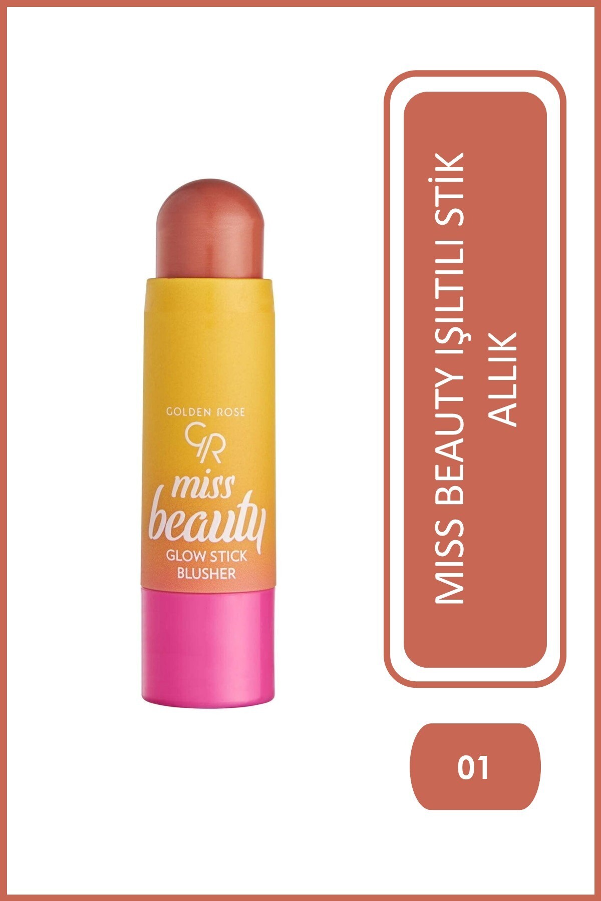 Golden Rose Miss Beauty Glow Stick Blusher No: 01 Peach Flash