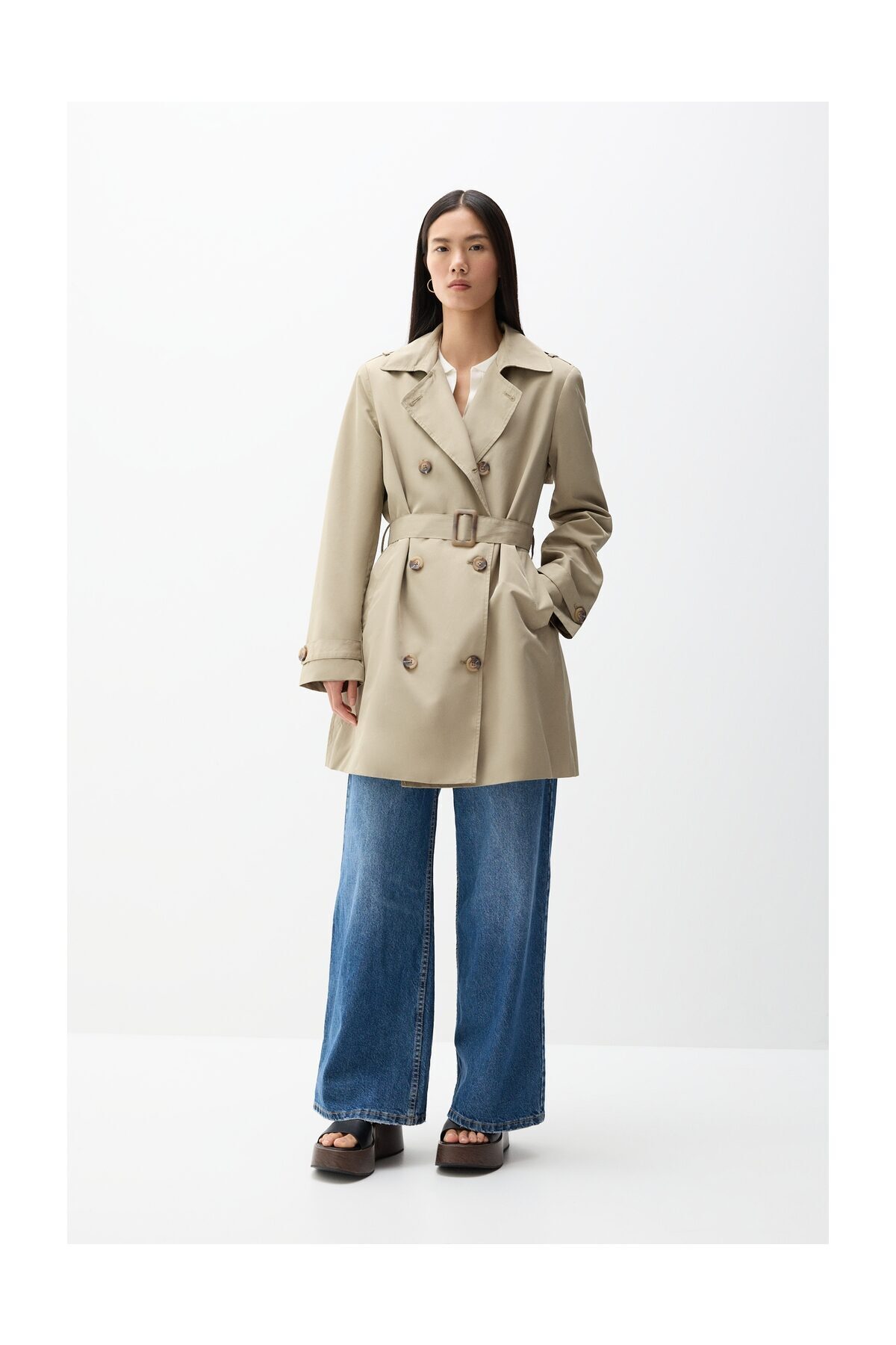 LEFTIES Dámský oversize trenčkot s páskem