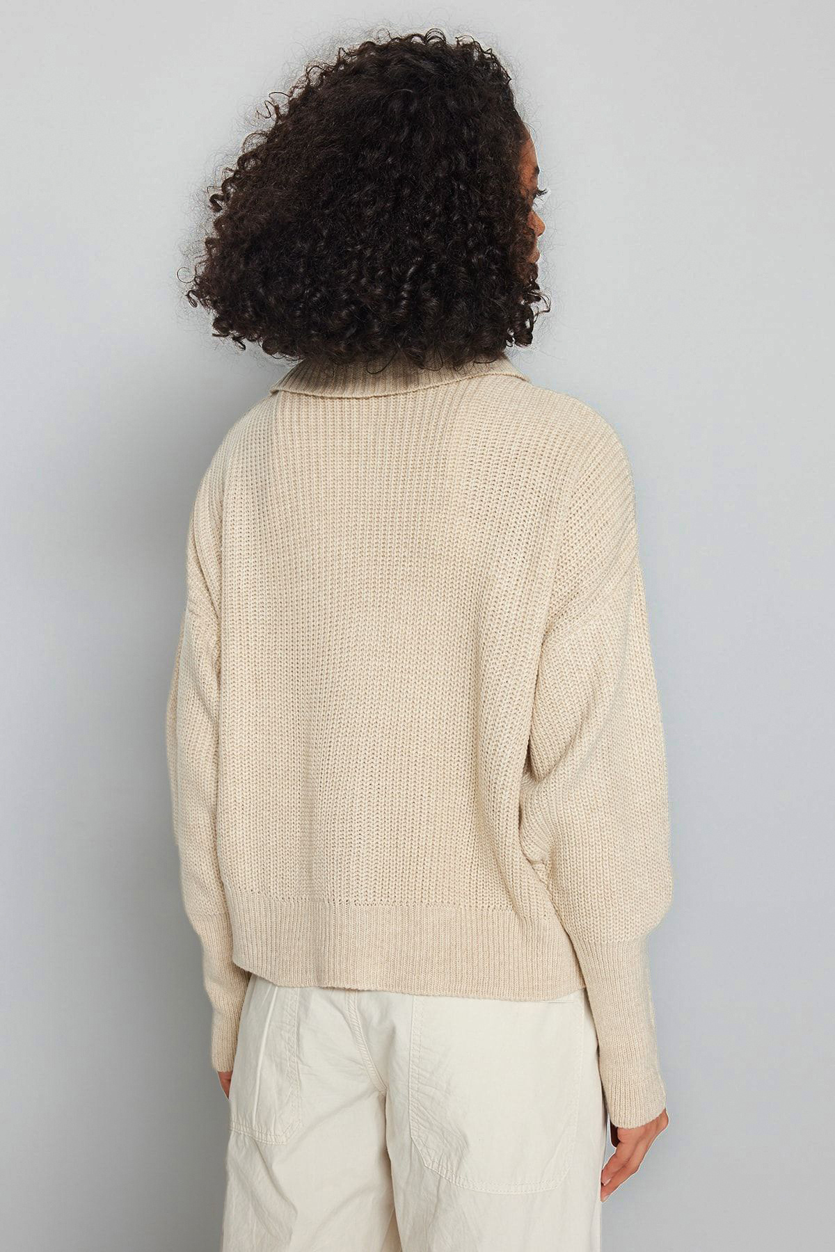 Trendyolmilla  Taş Geniş Kalıp Devrik Yaka Fermuarlı Triko Hırka TWOAW24HI00072 - Görsel 6