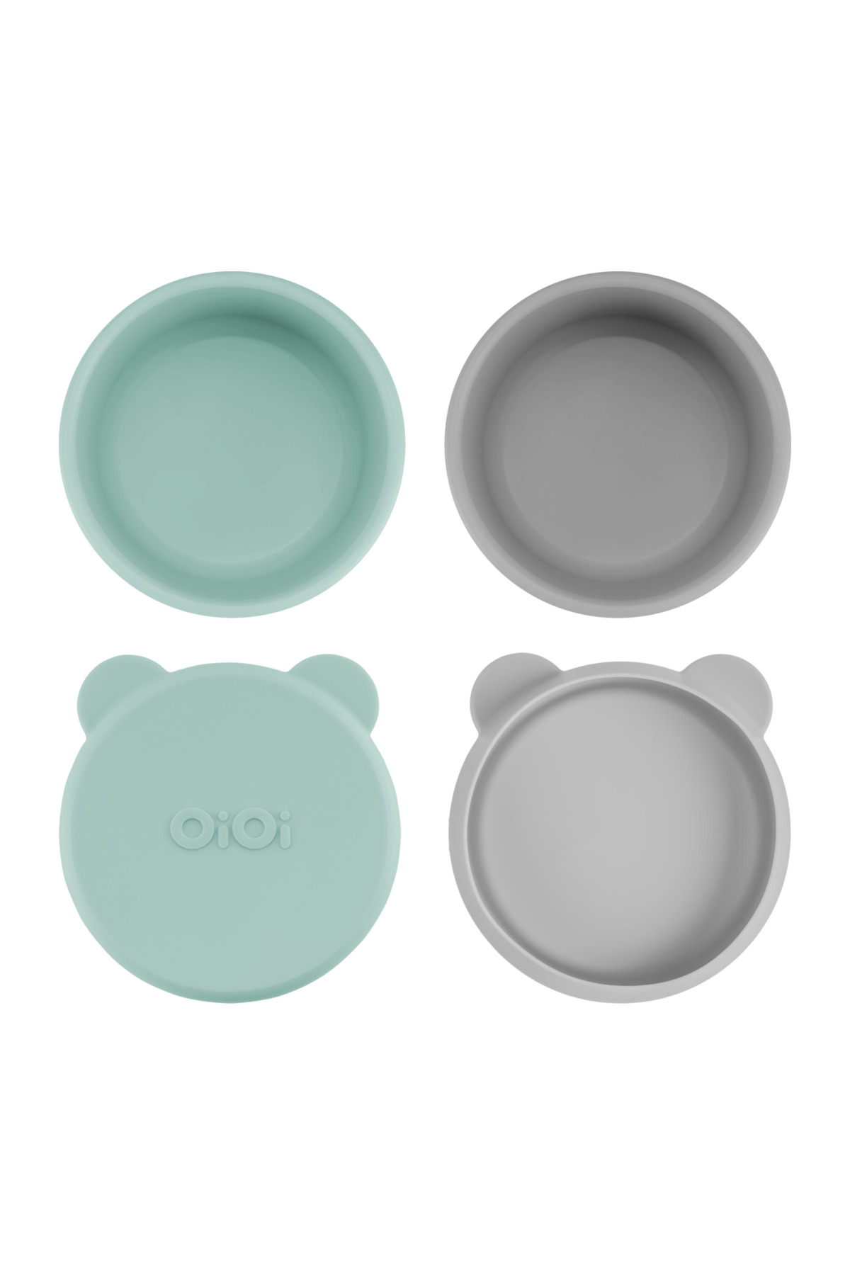 OiOi Silikon Kapaklı Mini Kase 2'li Mini Bites - River Green / Powder Grey
