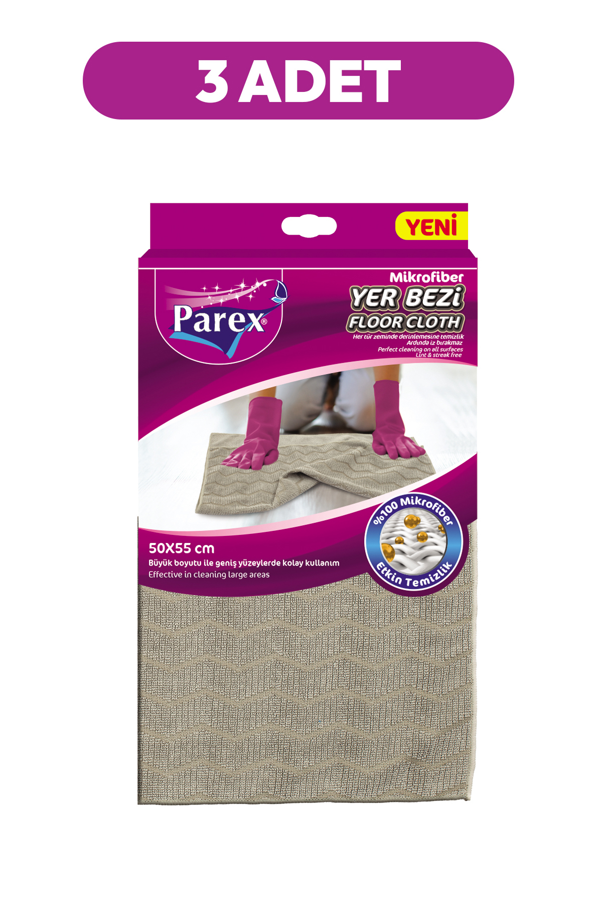 Parex Mikrofiber Yer Bezi 50 x 55 cm Üçlü Set - Fiyatı, Yorumları