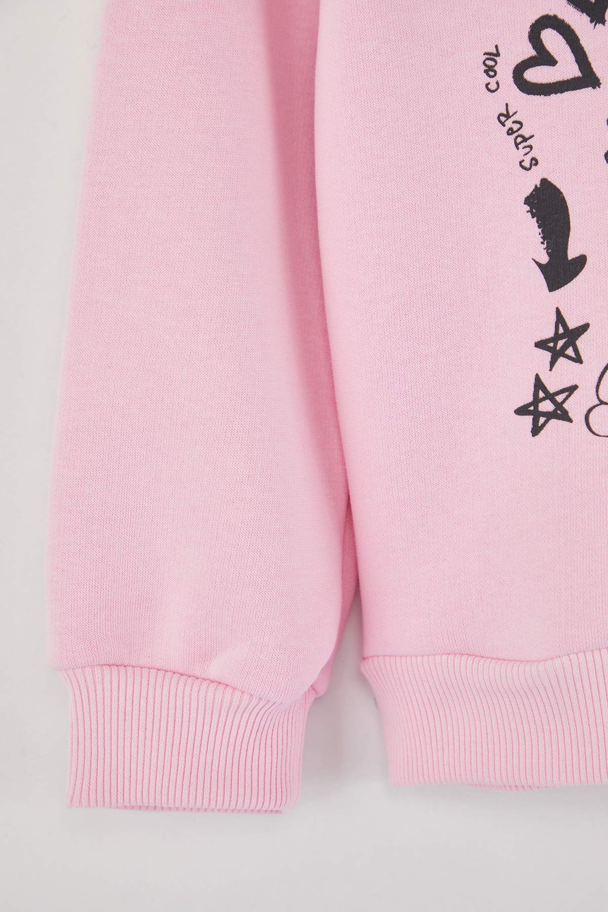 Trendyolmilla  Açık Pembe Pamuklu Slogan Baskılı Bisiklet Yaka Oversize Örme Kız Çocuk Sweatshirt TKDAW26SW00036 - Görsel 4