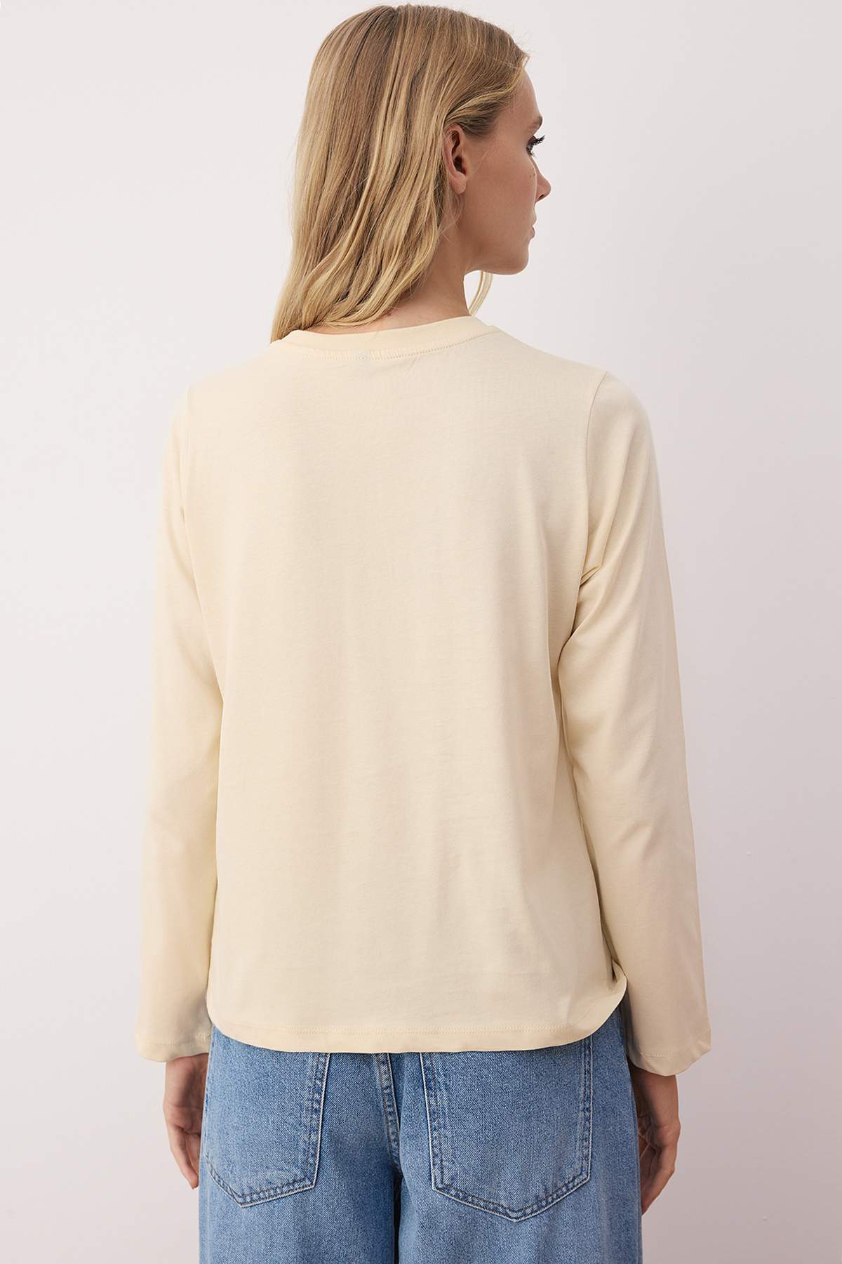 Trendyolmilla  Açık Pembe-Taş 2'li Paket Bisiklet Yaka Regular/Normal Kesim Örme T-Shirt TWOAW25TS00001 - Görsel 7