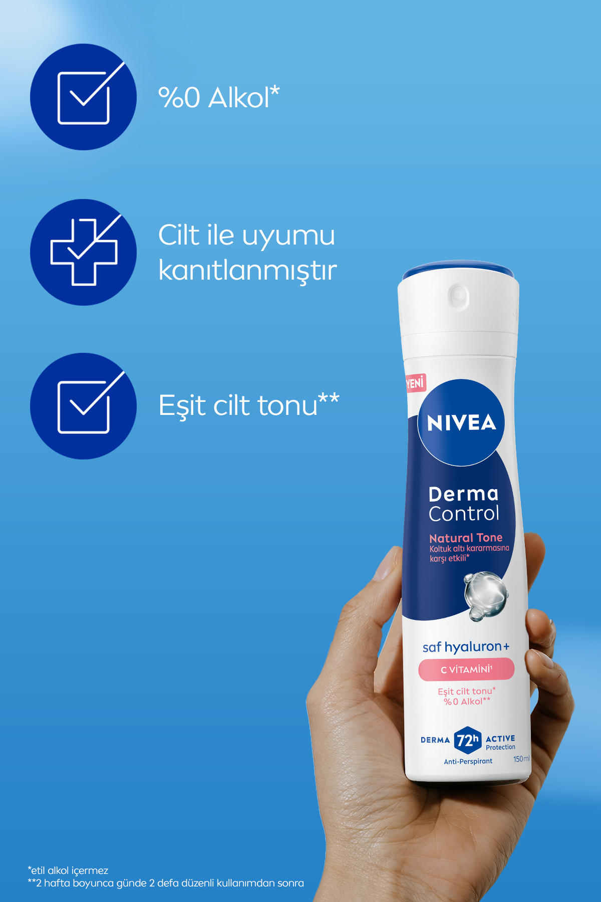 Kadın Sprey Deodorant Derma Control Natural Tone 150ml ve Q10 Sıkılaştırıcı Losyon 400ml, C Vitamini — SET.NVE.1218 — تصویر 7 از 9