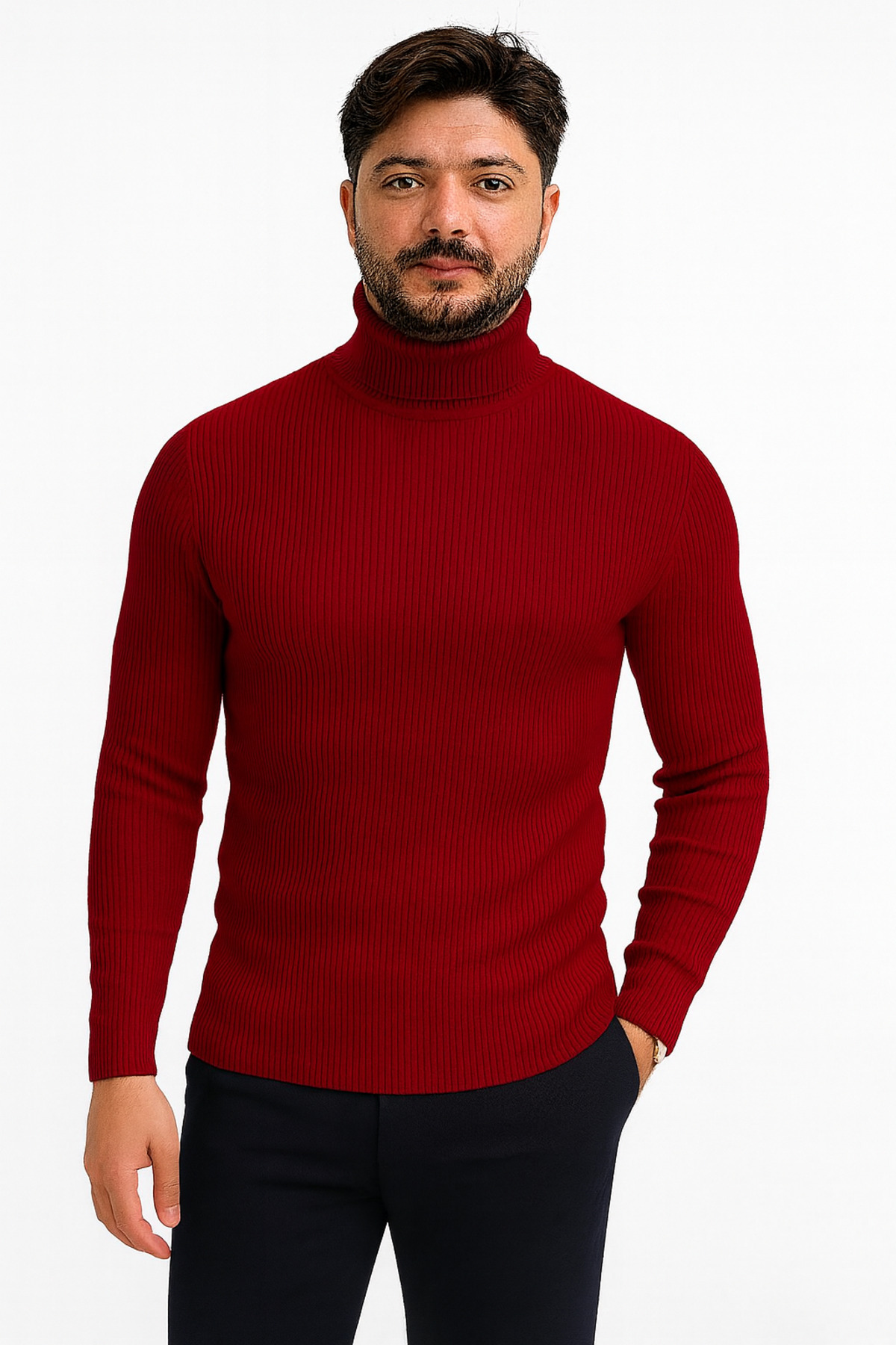 ست 4 تکه پلیور یقه اسکی — زرشکی TYCDEFRM7N170453270046397 — تصویر 4 از 6
