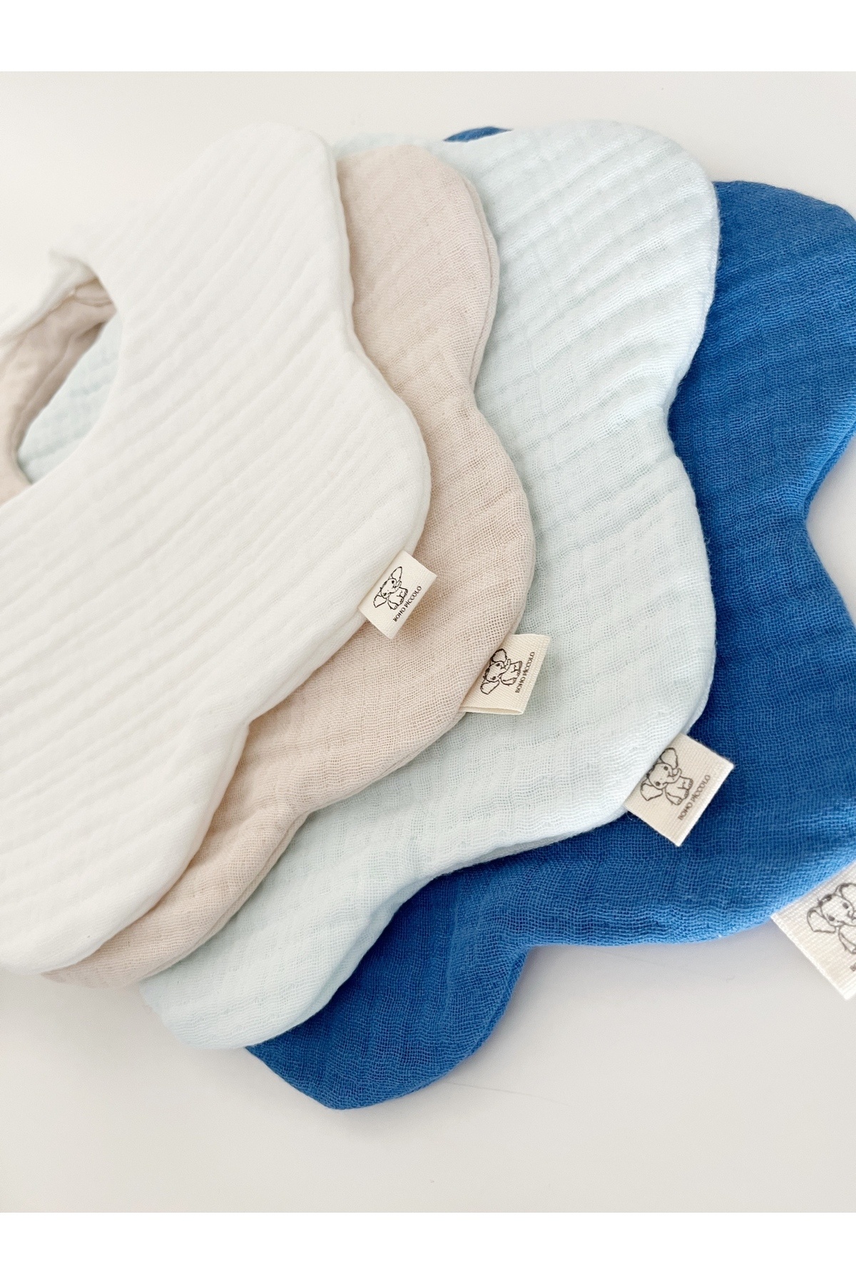 Boho Piccolo 4’lü %100 Pamuk Organik Müslin Bebek Mama Önlüğü / Salya Önlüğü / Yakalık fotoğrafı 2 (önizleme)