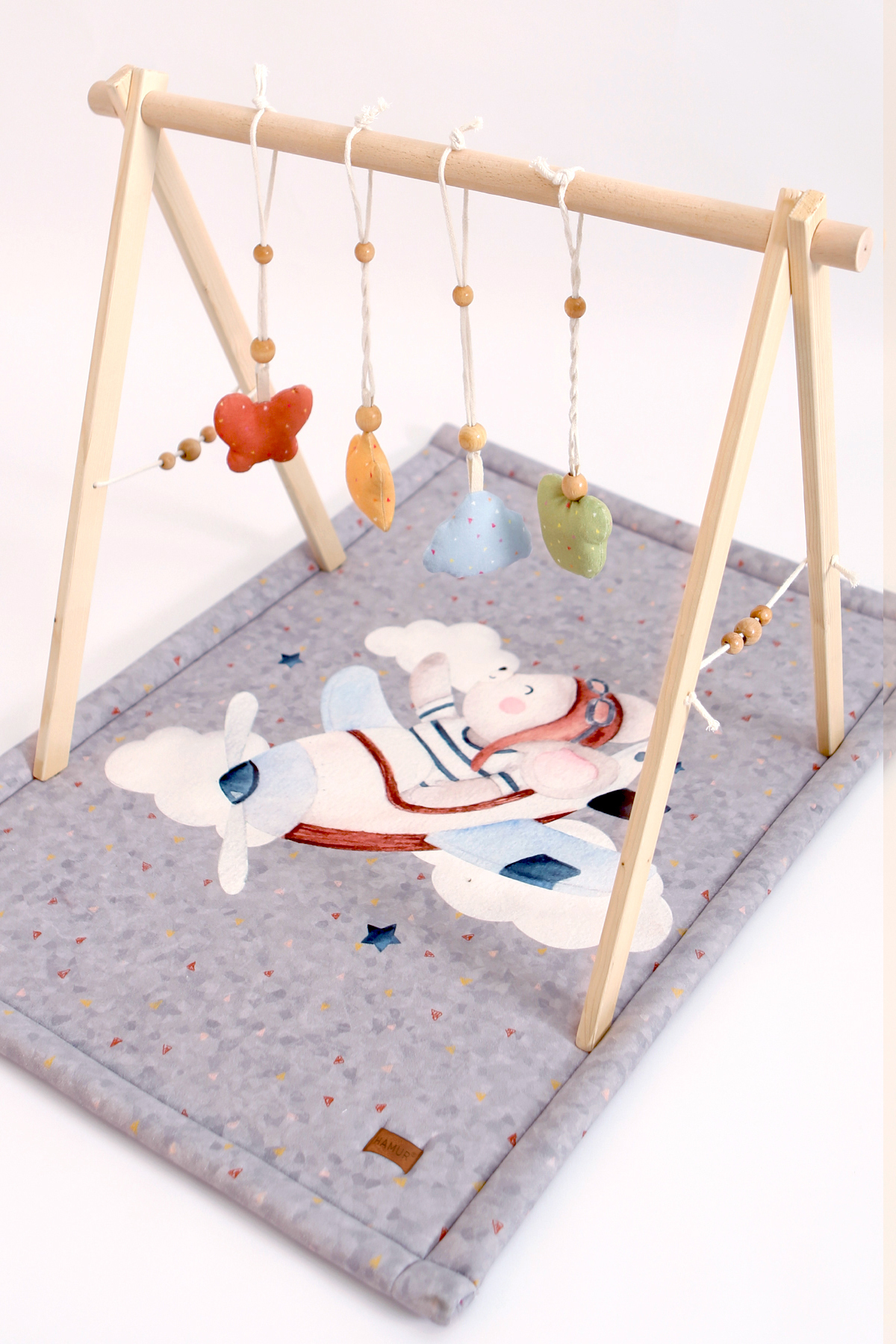 HAMUR Bebek Oyun Halısı Ahşap Oyun Matı Oyuncaklı Yenidoğan Aktivite Etkinlik Egzersiz Baby Gym Fly fotoğrafı 5 (önizleme)