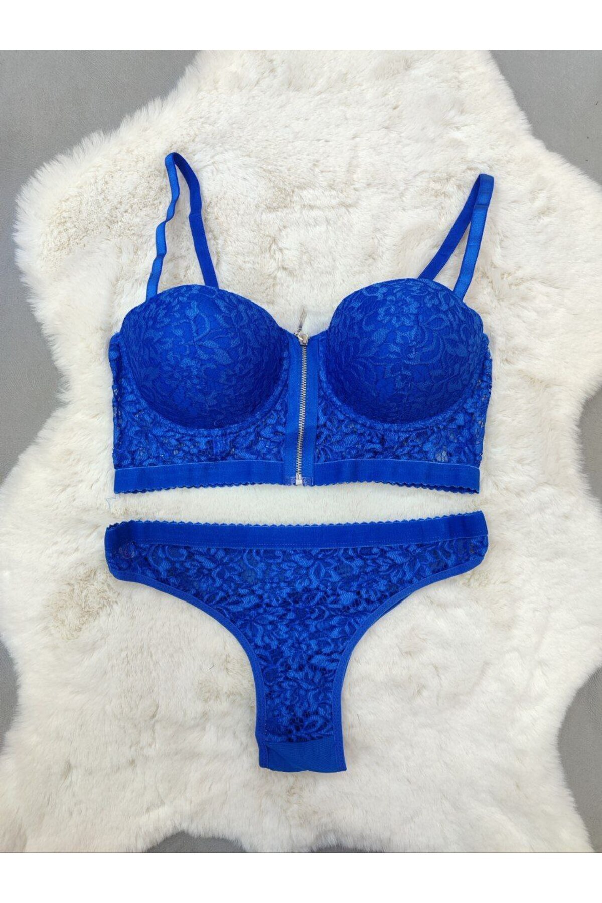 Love Angels Ekonomik Önden Açılan Fermuarlı Dantel Detaylı Soft Dolgulu Sütyen - İç Çamaşır Takımı görsel 4