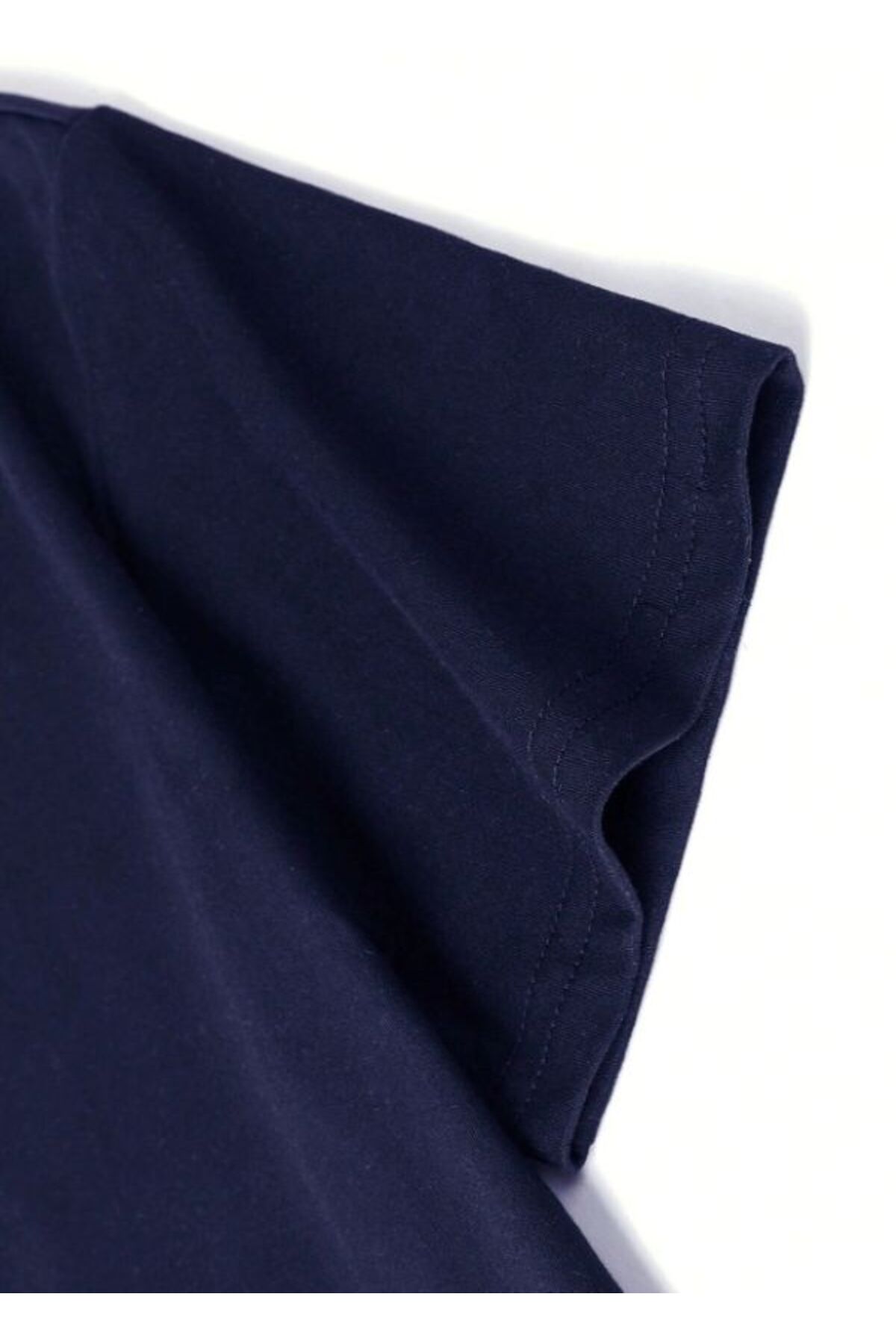 Elvino  Lacivert Oversize Unisex Baskılı Yazlık Tshirt - Görsel 2