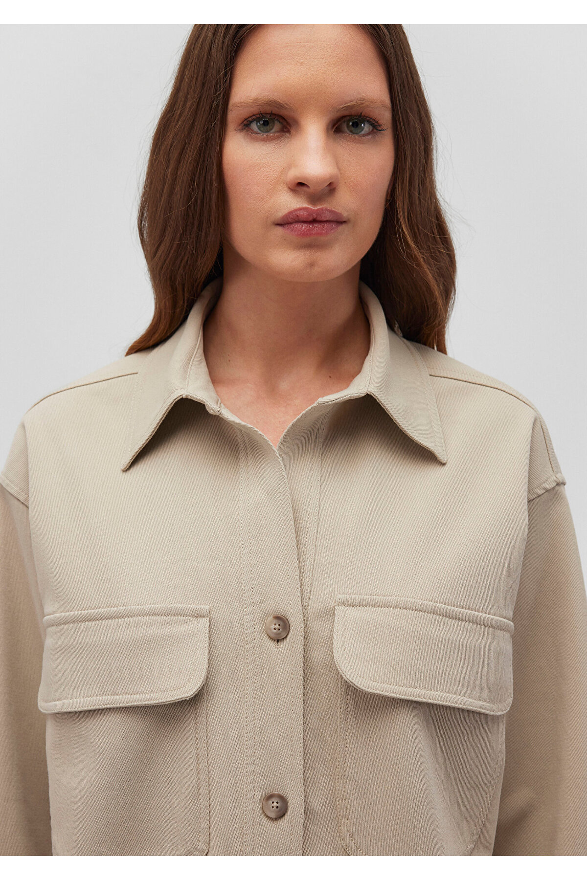 Lux Touch Bej Modal Gömlek Loose Fit / Bol Rahat Kesim 1210971-70322 — بژ — تصویر 5 از 6