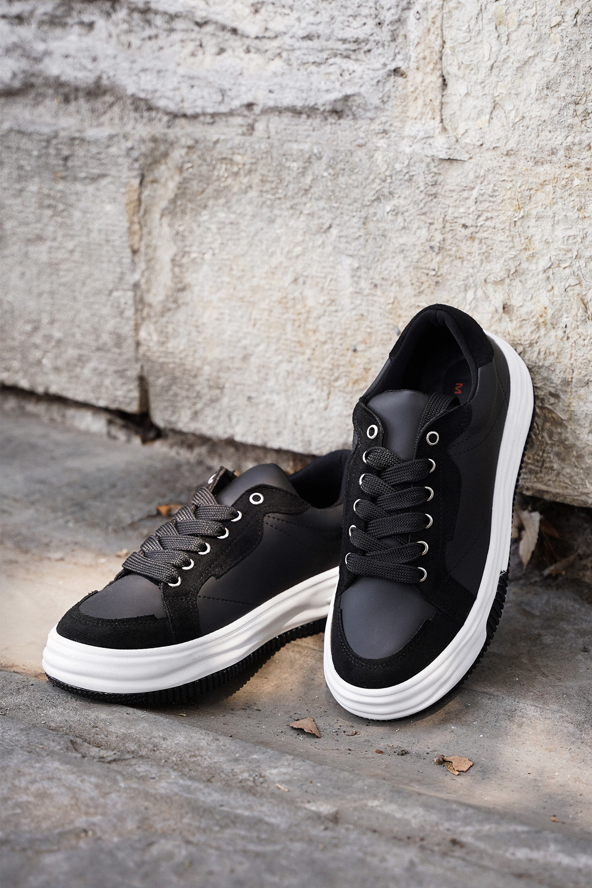 Marjin  Kadın Sneaker Kalın Taban Bağcıklı Spor Ayakkabı Sifaz Siyah - Görsel 5