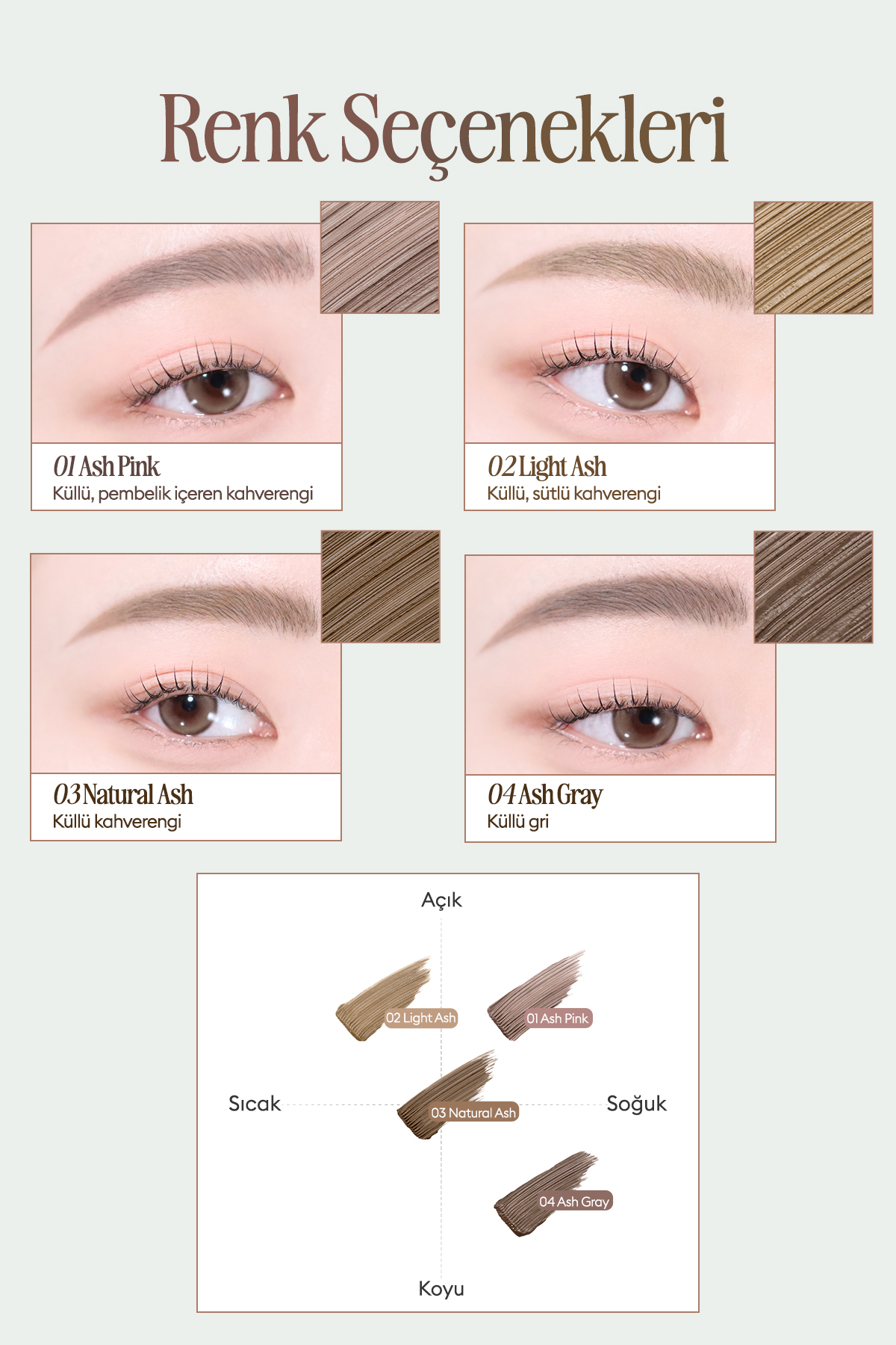 Ultra İnce Fırçalı, Yoğun Pigmentli Kaş Maskarası Kill Brow Slim Ash Browcara (01 Ash Pink) — قهوه‌ای 111608 — تصویر 6 از 9