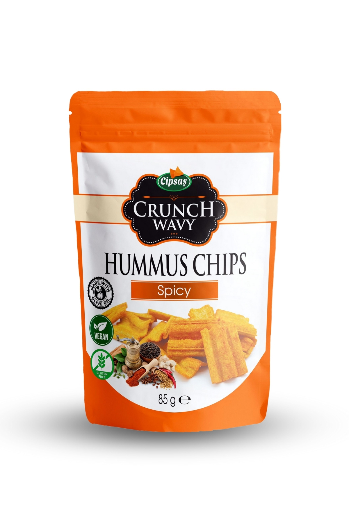 Cipsaş Spicy Aromalı Vegan Glutensiz Zeytinyağlı Fırınlanmış Nohut Cipsi (HUMMUS CHİPS)