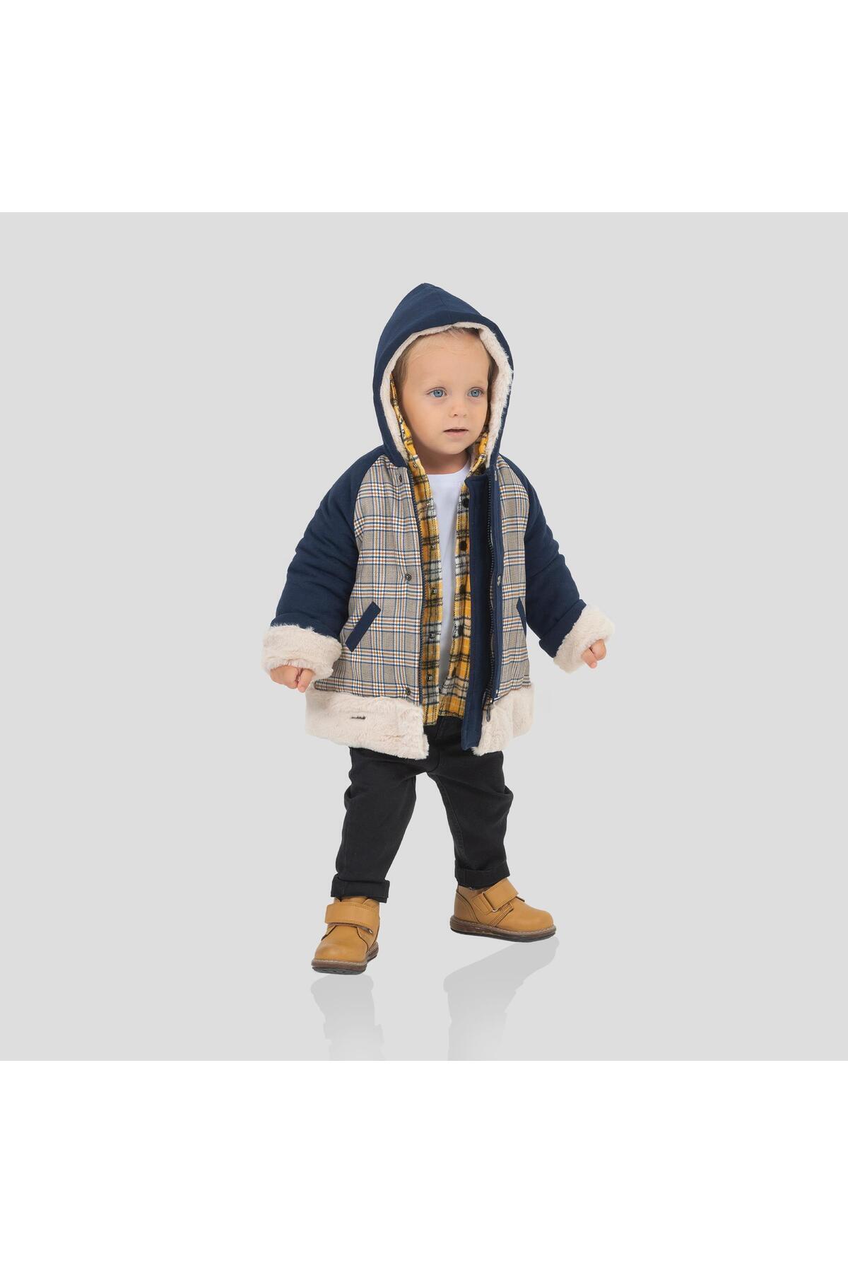 Babyhola Kız Erkek Çocuk Kapüşonlu Kaban 13415 fotoğrafı 2 (önizleme)